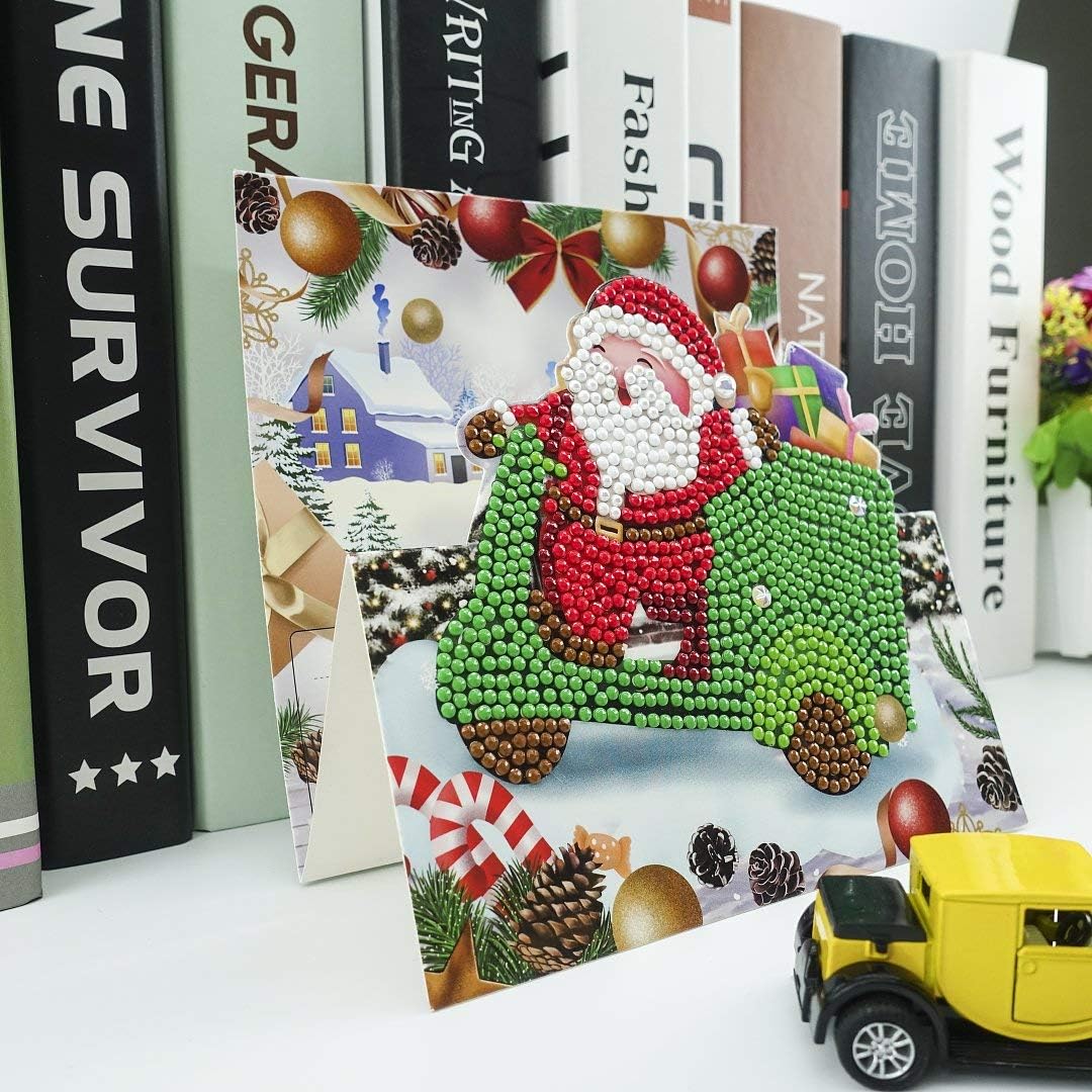 8-Pack Christmas Diamond Art Cards – 3D DIY Diamond Painting Holiday Cards for Gift-Giving & Festive Decor