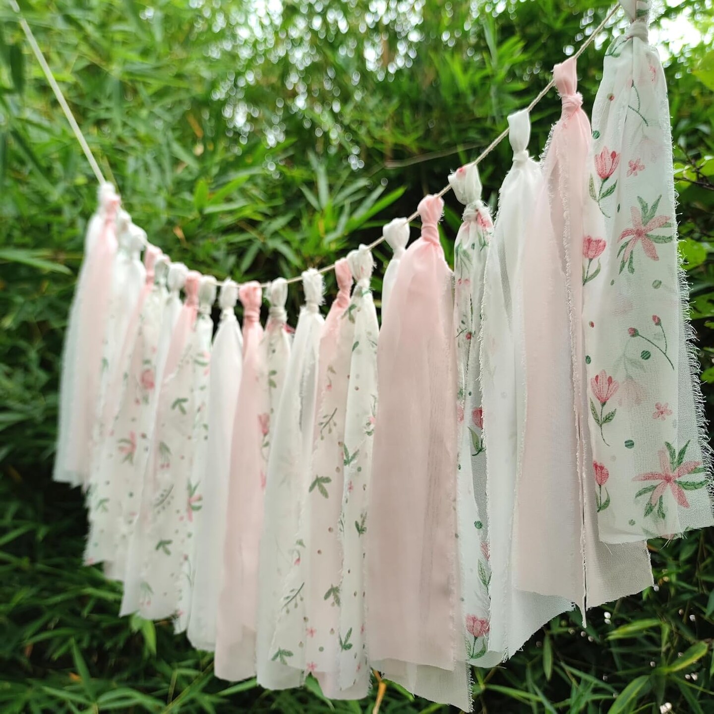 Blush Floral Tassel Garland – 50" x 14" Pink Hanging Décor for Girls & Women, Tea Party, Bedroom, Nursery, Birthday, Wedding & Baby Shower Backdrop