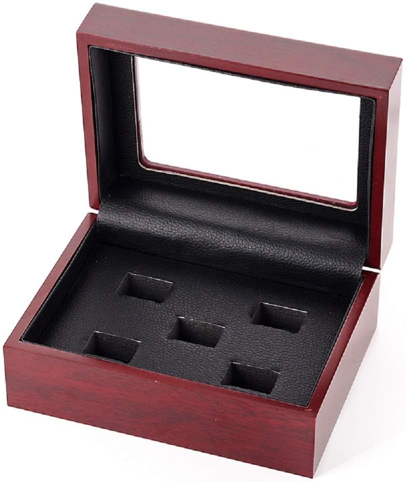 Championship Big Heavy Ring Display Wooden Box (5 Holes)