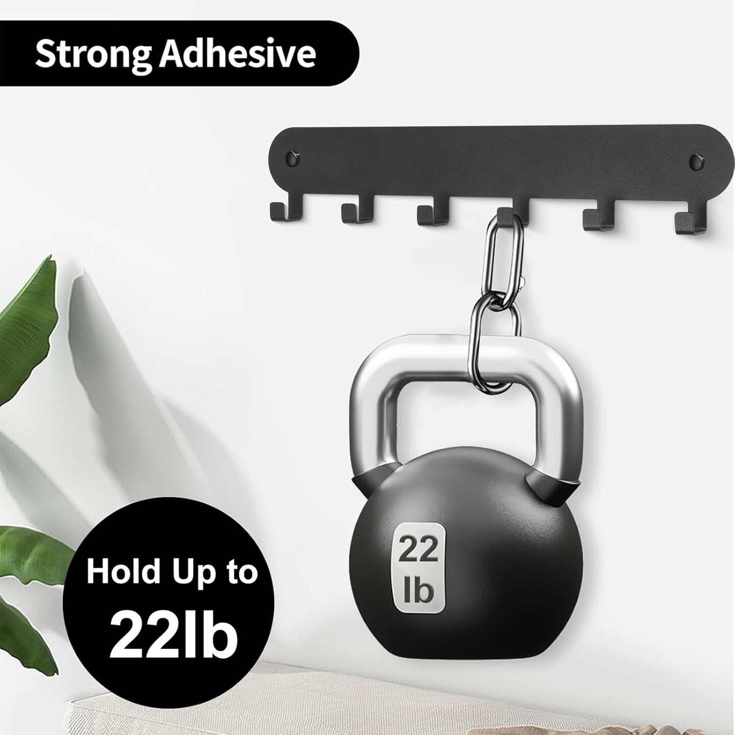 2 Pack Key Holder for Wall,Key Hooks with 6 Hooks,Key Rack Self Adhesive, Key Rack Wall Mount for Wall No Drill for Living Room, Kitchen, Bathroom, Garage (Black)