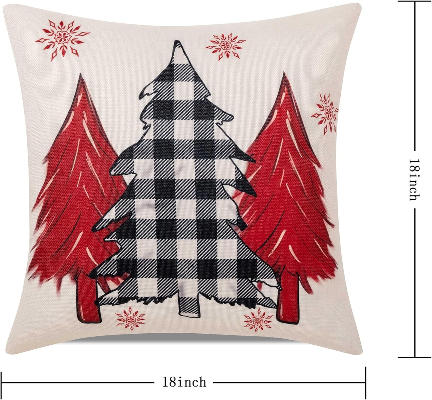 Red Christmas Decorations-Throw Pillow Covers 18x18 in Set of 4,Decorative Joy Snowflake Pillow Case for Couch Sofa Winter Holiday Indoor Outdoor Home Red White Xams Decorations