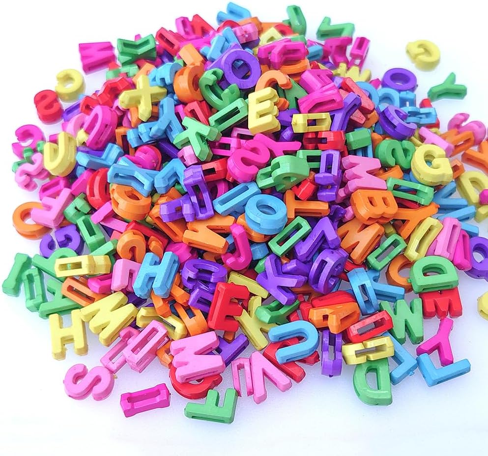 300+ PCS Large Alphabet Beads (9×12mm) – A–Z Plastic Letter Beads in Solid Colors for Jewelry & Crafts