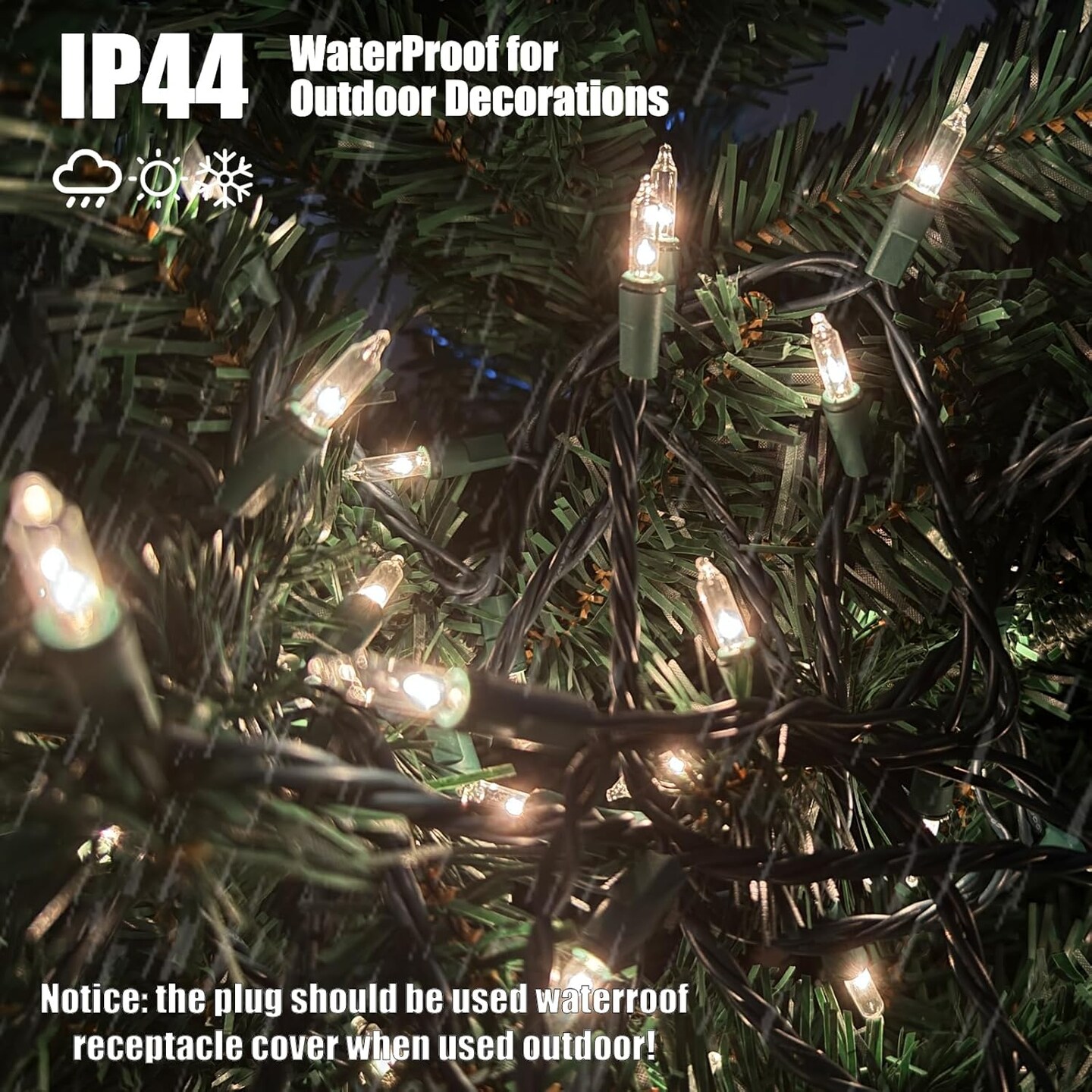 Christmas Lights 100 Count Clear Christmas Tree String Lights with Green Wire for Outdoor Indoor Christmas Decorations Wedding Decorations Valentines Day Decor,UL Certified (21feet)