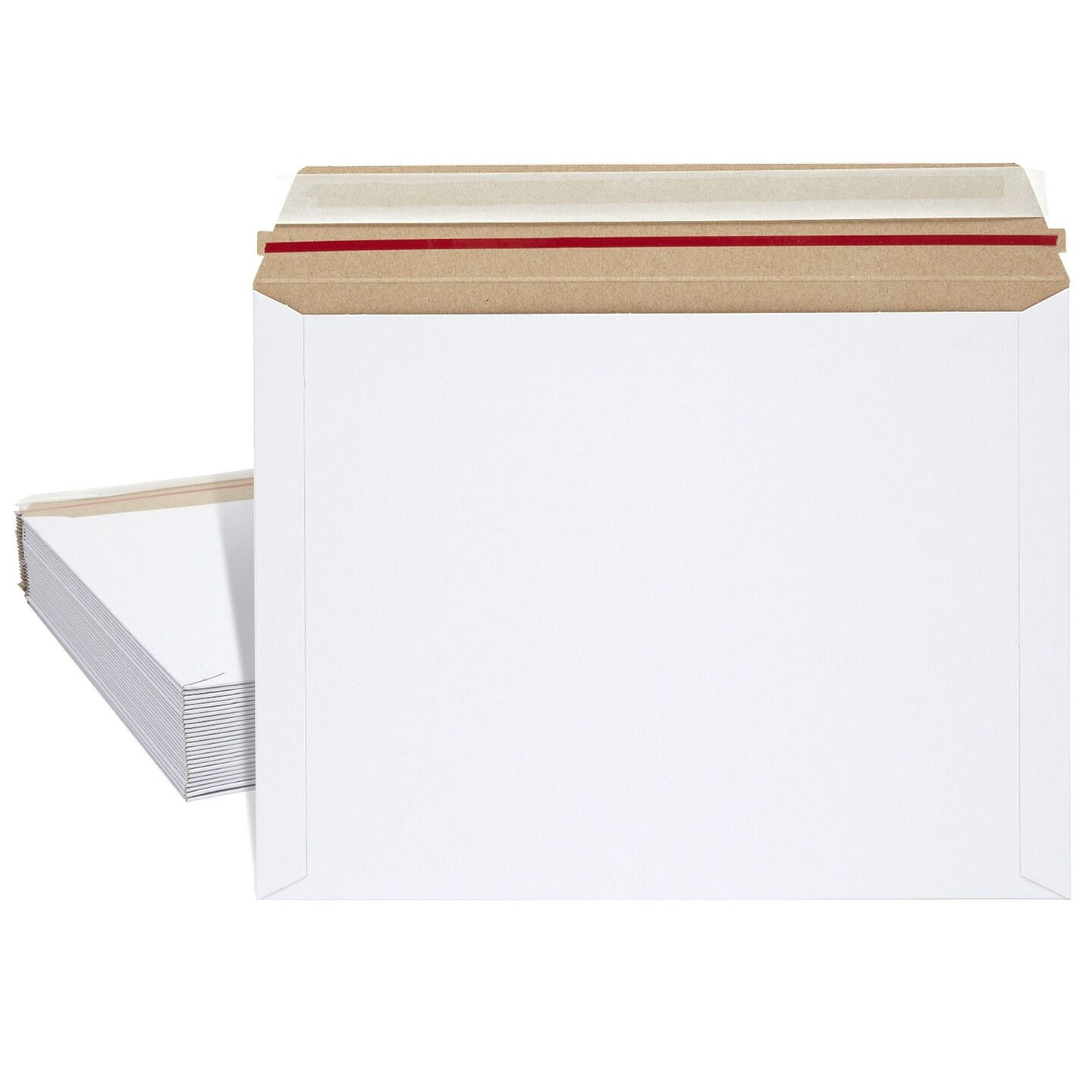 25-Pack Stay Flat Rigid Mailers 9x12 with Self Adhesive Seal, 450 GSM Sturdy Bulk White Cardboard Envelopes for Shipping Photos, Magazines, Comic Books, Art Prints, Documents, Collectibles