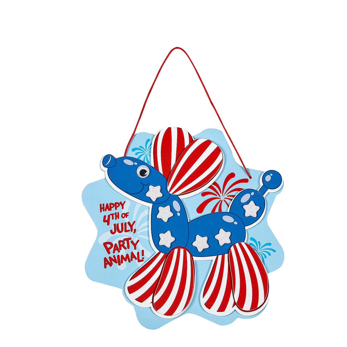 6 1/2" x 6 1/2" Patriotic Balloon Dog Foam Sign Craft Kit Makes 12