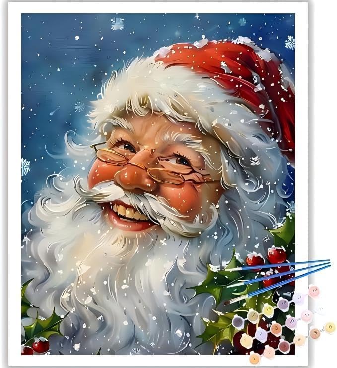 Christmas Paint by Numbers Kit for Adults, Santa Claus Paint by Number Adult, Painting by Numbers for Gifts and Home Interior Decor 16x20 Inch