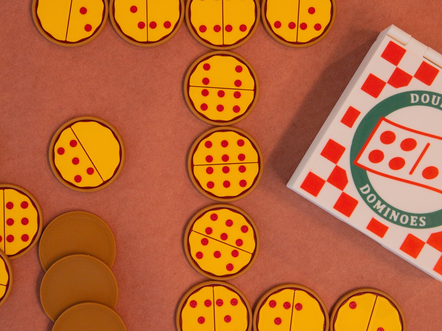 Pizza Domino Set and Box - Double 6 Dominoes Set | Unique gift for