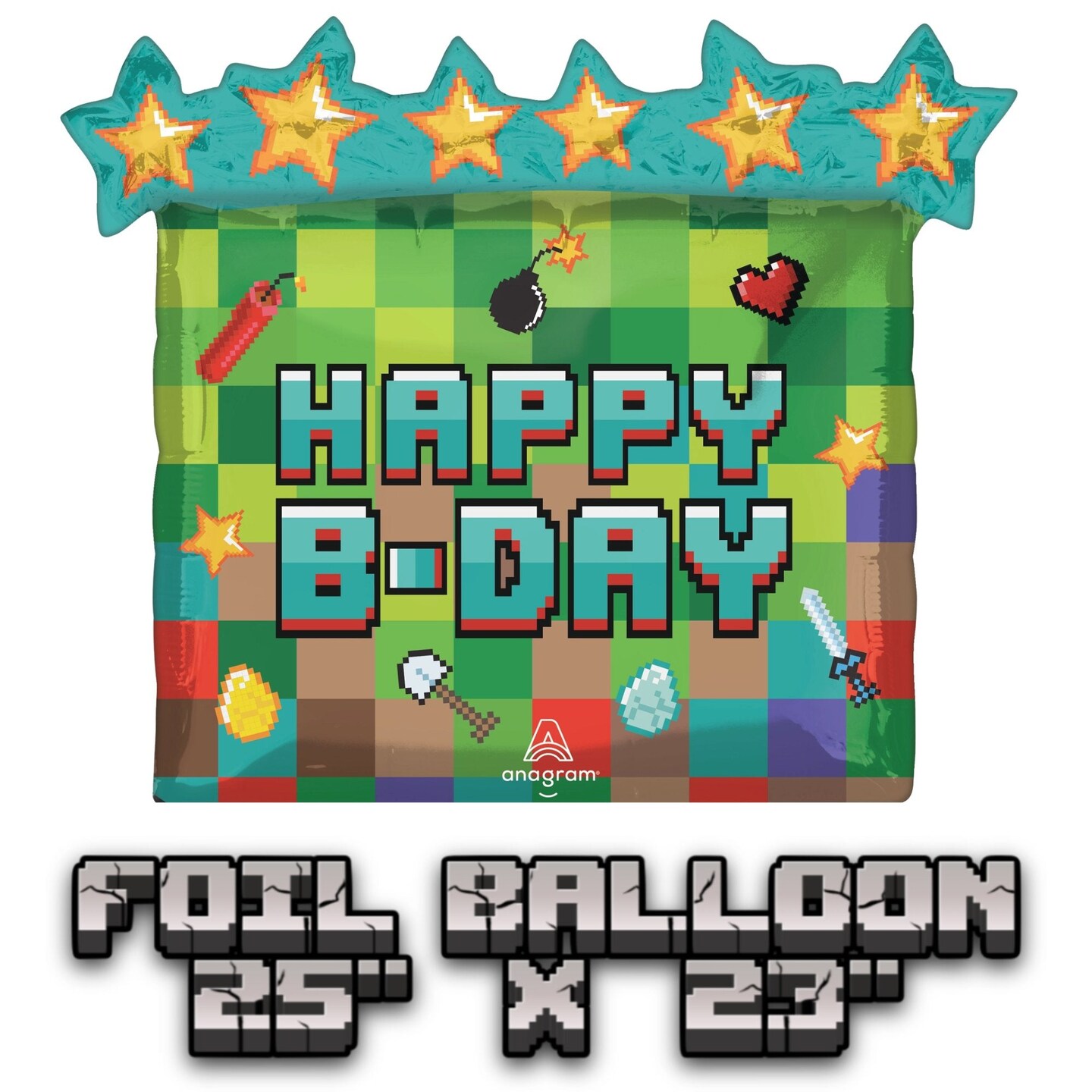 Minecraft Balloon Bundle w/ Giant 25&#x22; x 23&#x22; Foil Balloon