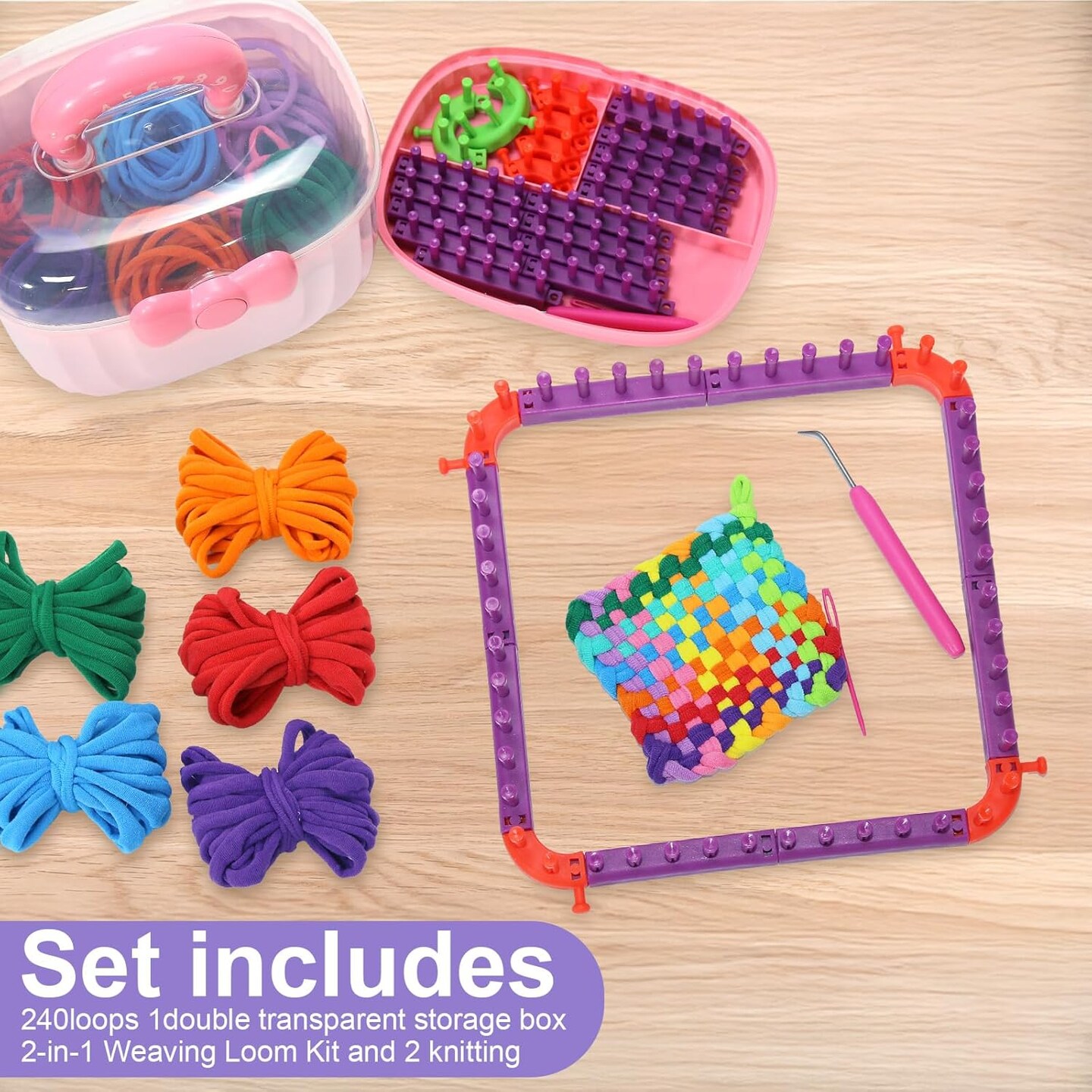 Weaving Loom for Kids and Adults,Potholder Loom Kit with 240 Colorful Loops