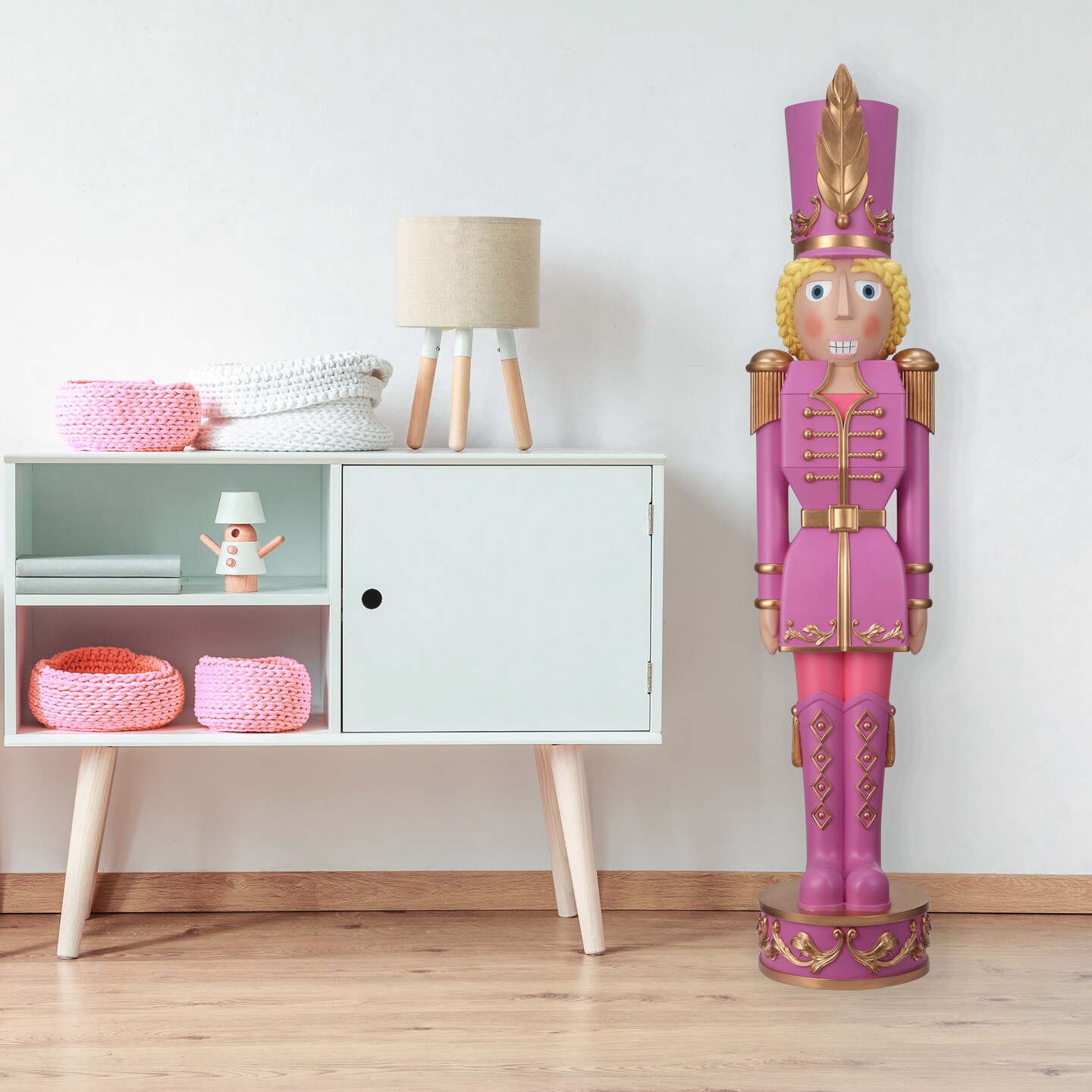 Haute Decor 48-INCH Tall Decorative Christmas Female Nutcracker -  Purple/Gold - Solid Resin Construction Large Christmas Nutcracker