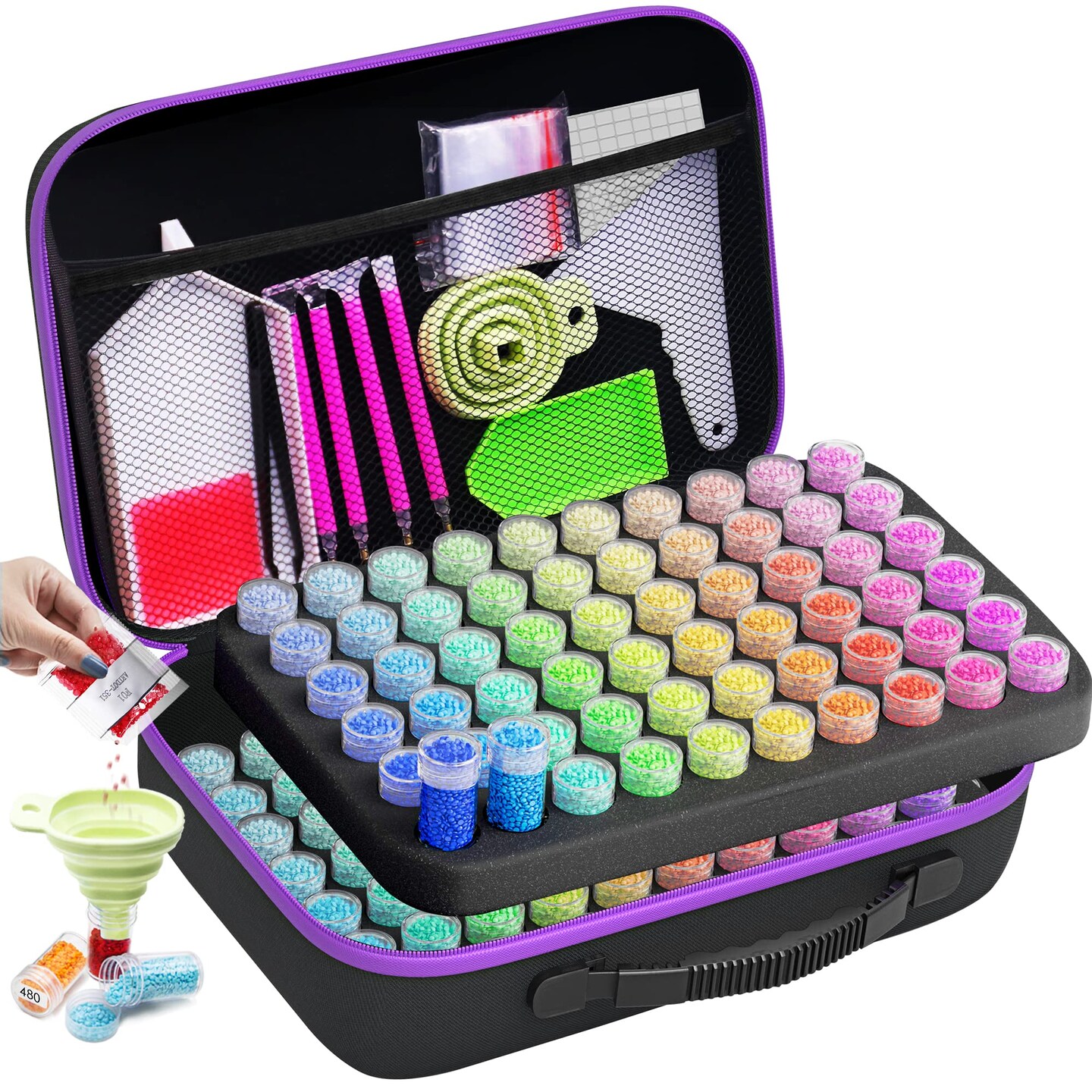 120 Slots Storage Container for Diamond Art Kits for Adults,Portable Bead Storage Boxes for Diamond Painting Accessories and Tools