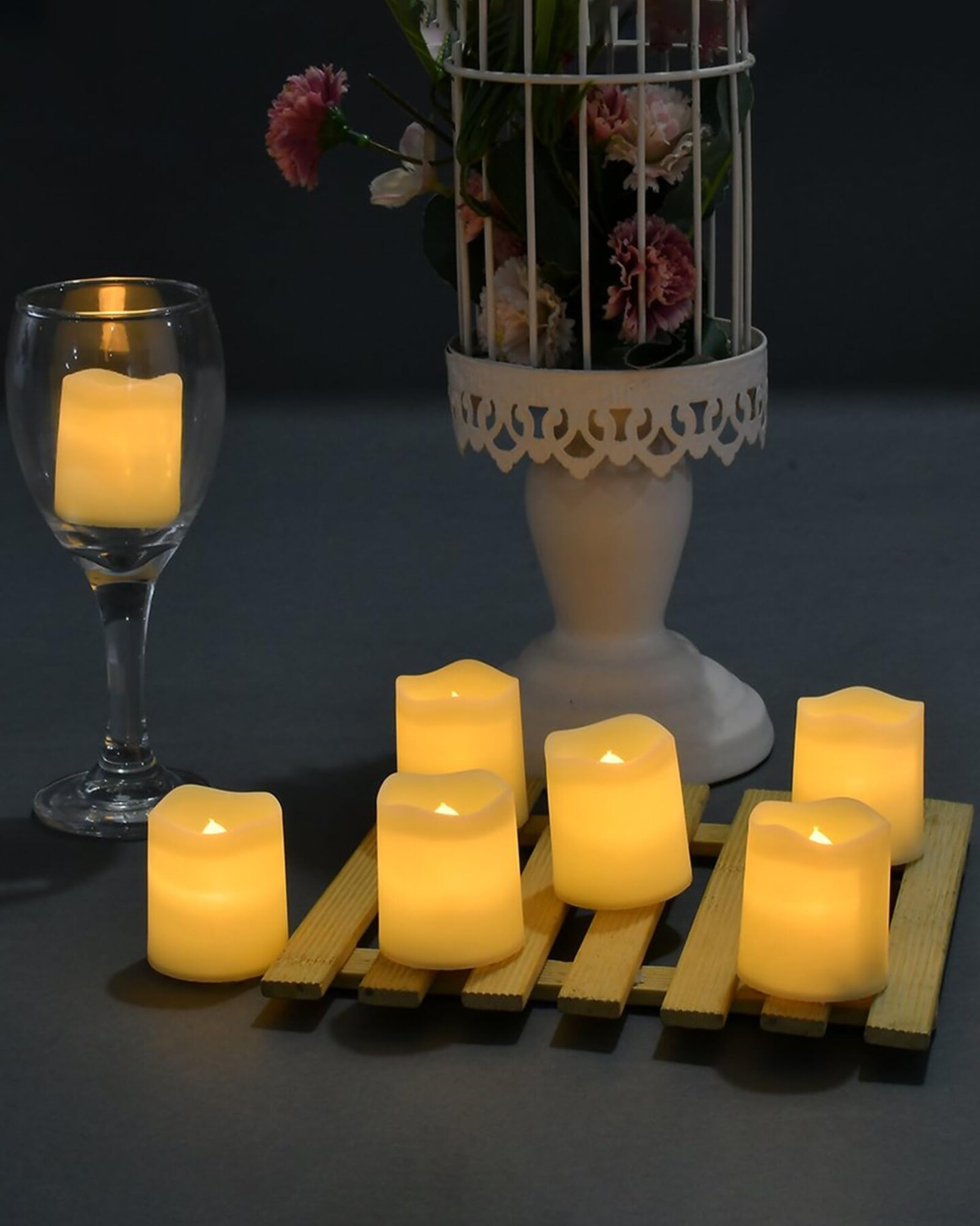 Flameless Votive Candles,Flameless Flickering Electric Fake Candle,24 Pack 200+Hour Battery Operated LED Tea Lights in Warm White for Wedding, Table, Halloween,Christmas Decorations 1.5&#x22;X1.7&#x22;