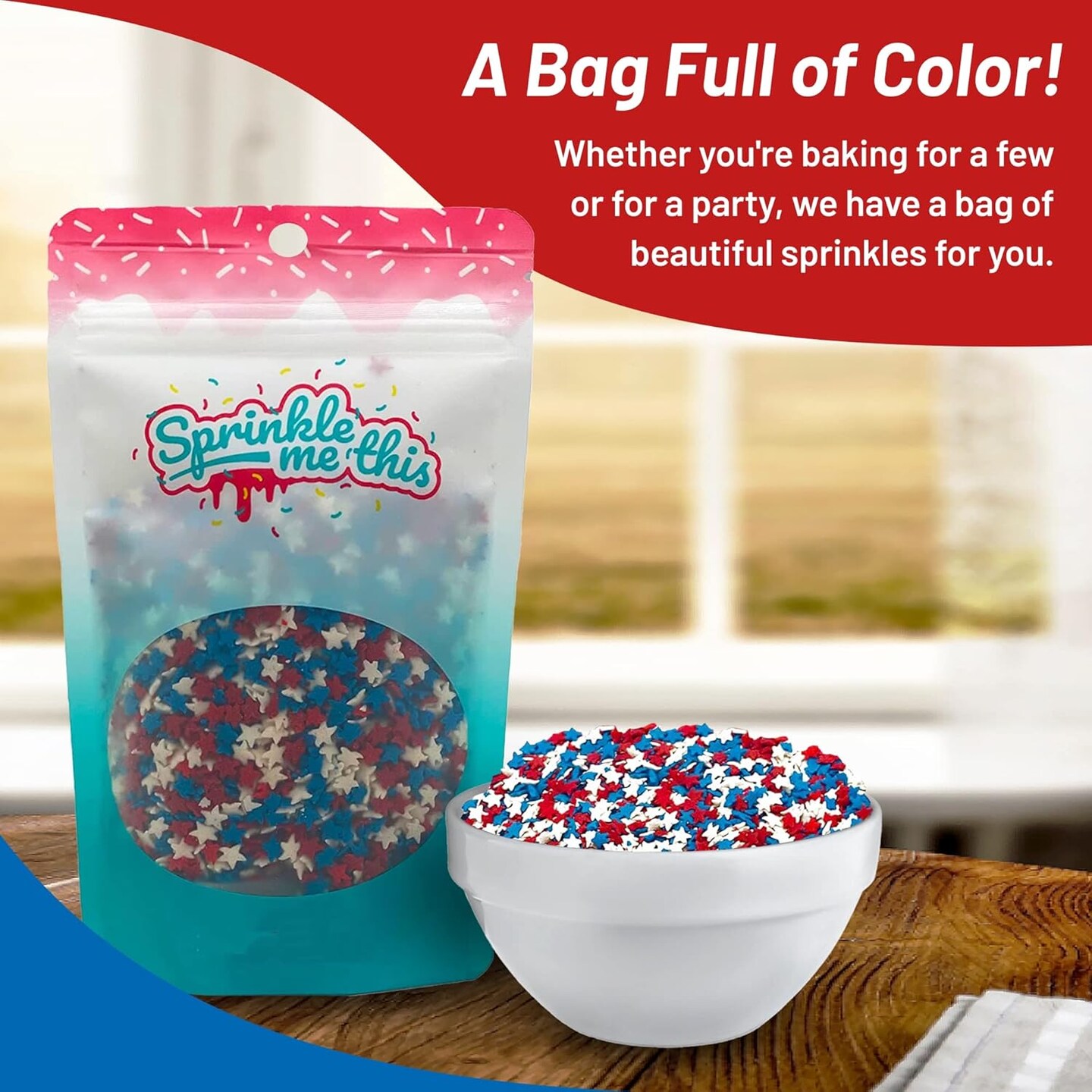 Patriotic Red, White & Blue Star Sprinkles – 8 Oz for Cupcakes, Cakes & Ice Cream (4th of July)