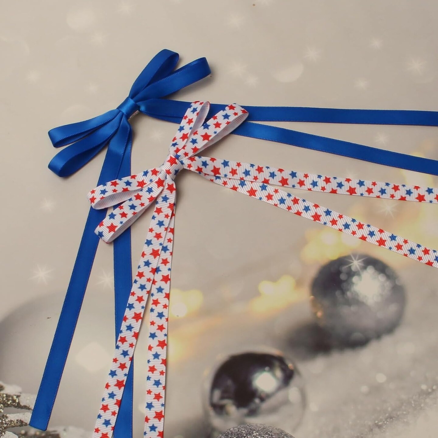 6 PCS 4th of July Hair Accessories - Cute Thin Long Tail Bow Clips for Girls, Independence Day