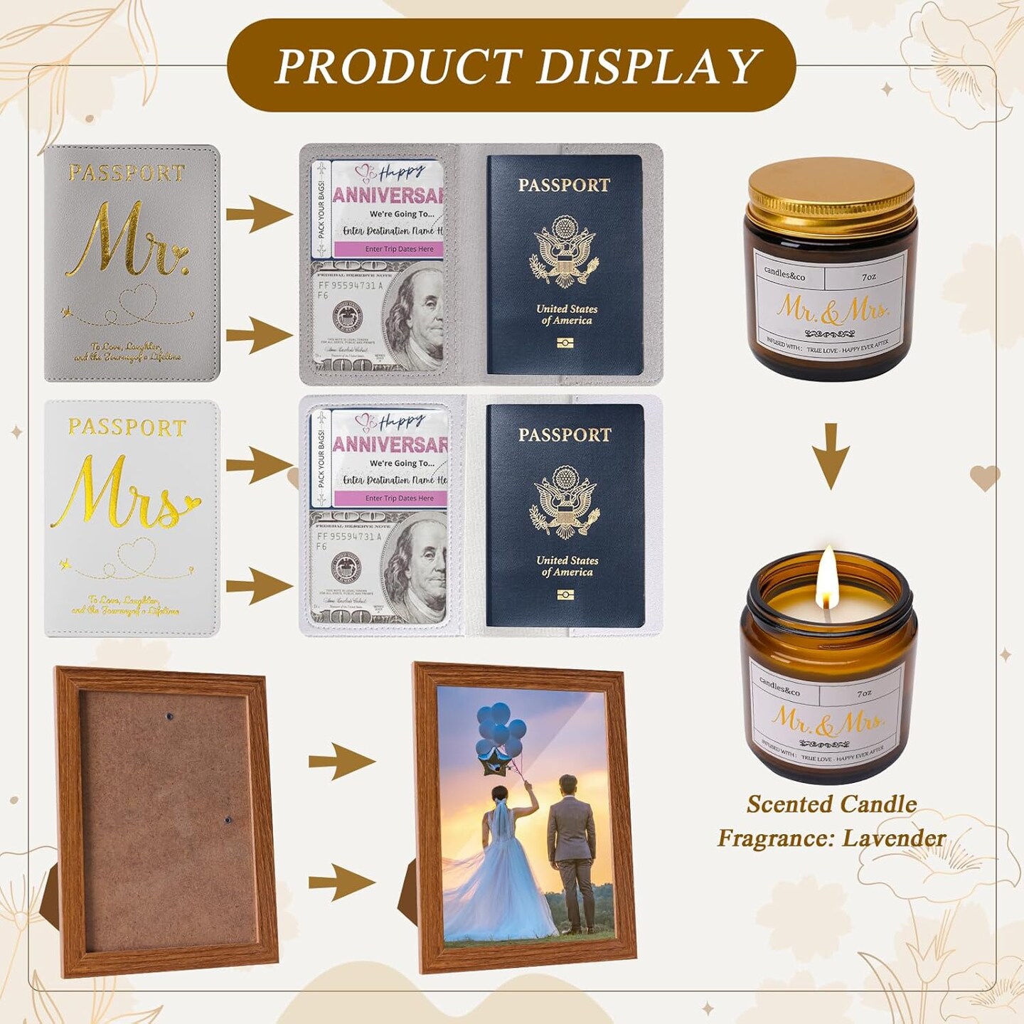 Wedding Gifts for Bride and Groom, Engagement Gifts for Couples, Mr and Mrs Anniversary Honeymoon Holiday Travel