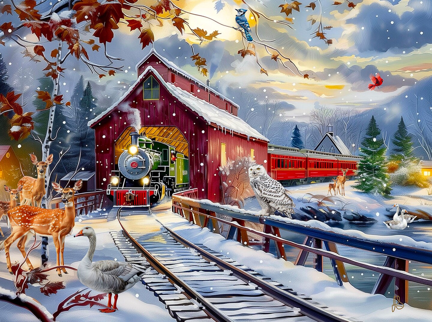 Sunsout Winter Creek 1000 pc Christmas Jigsaw Puzzle 77123