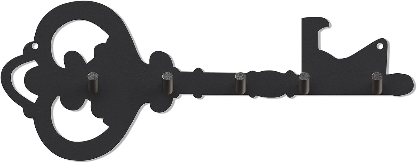 Key Holder Wall Mount, Black Key Organizer Hooks for Wall, Key Rack Entryway Hanger with Screws and Anchors Home Sweet Home Wall Decor Key Chain Hooks