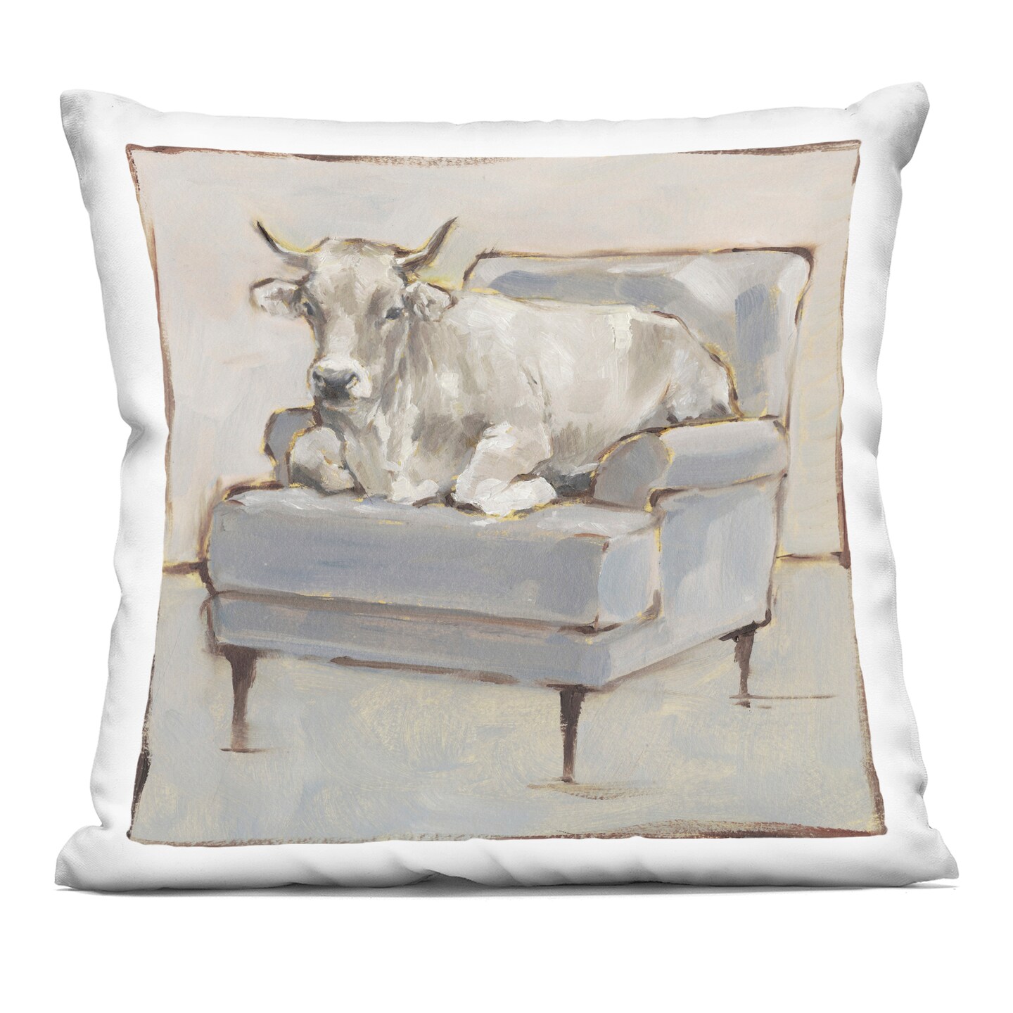Stupell Industries White Cattle on Couch Decorative Printed Throw Pillow, design by Ethan Harper, 18 x 7 x 18
