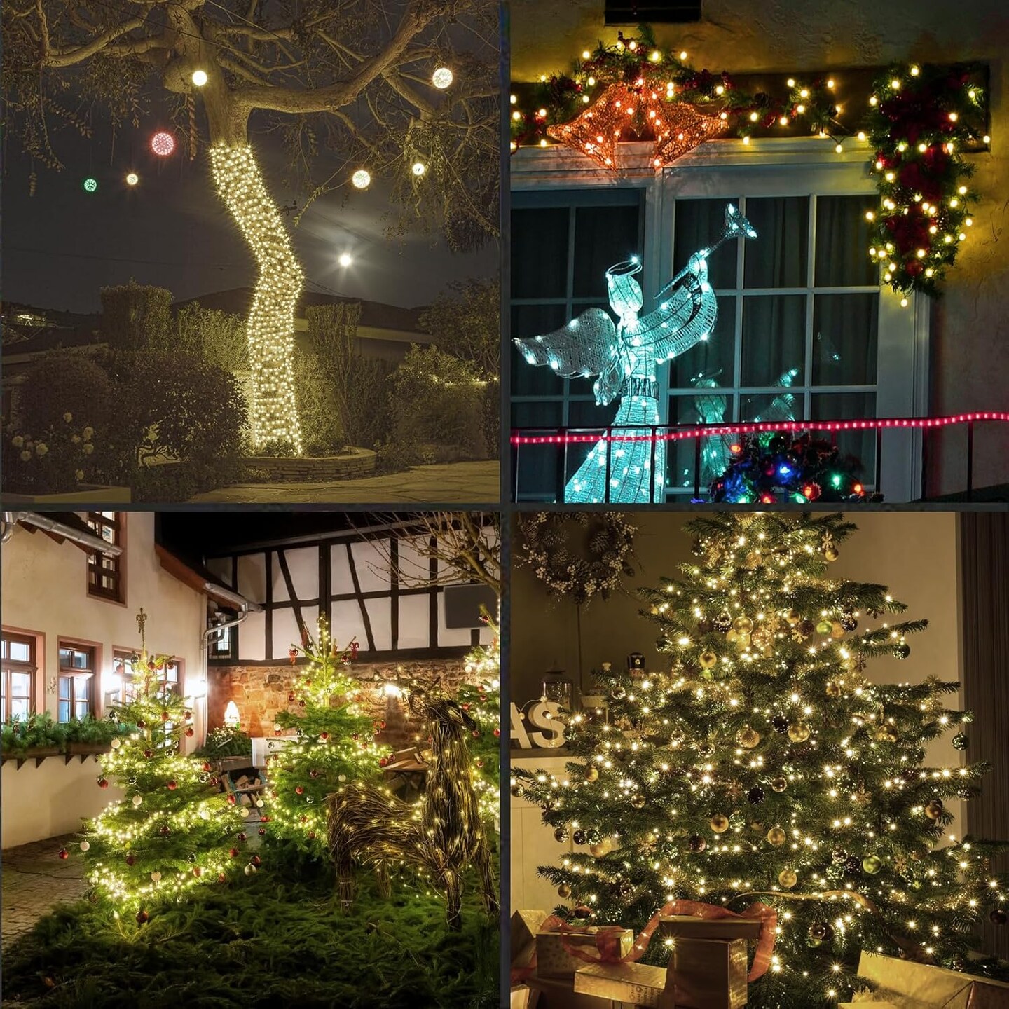 50Count String Lights, LED Christmas Lights, 6" SPACING,Green Wire,Warm White