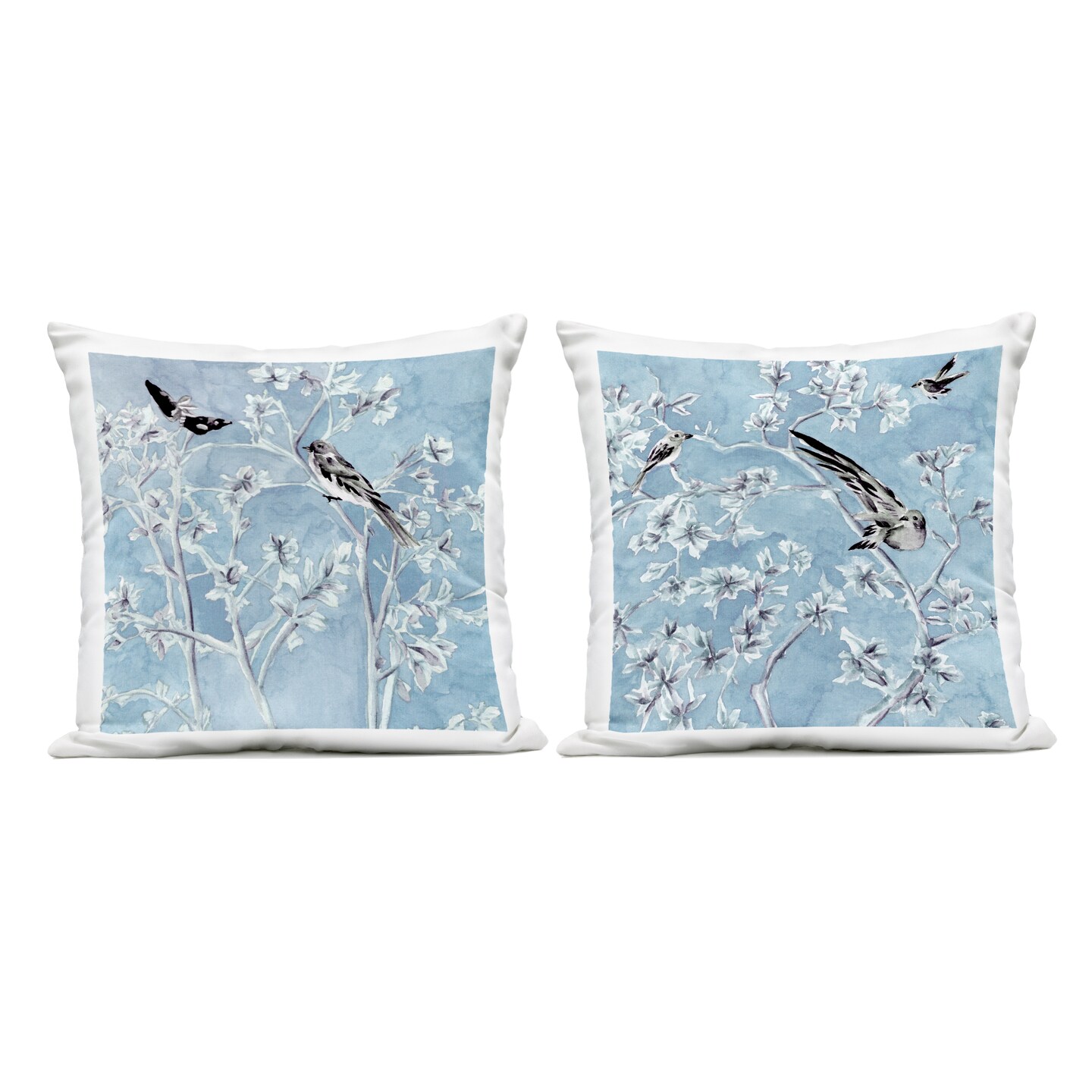 Stupell Industries Minted Serenity Birds over Blue 2 Piece Outdoor Printed Pillow Set, design by Melissa Wang, 18 x 7 x 18