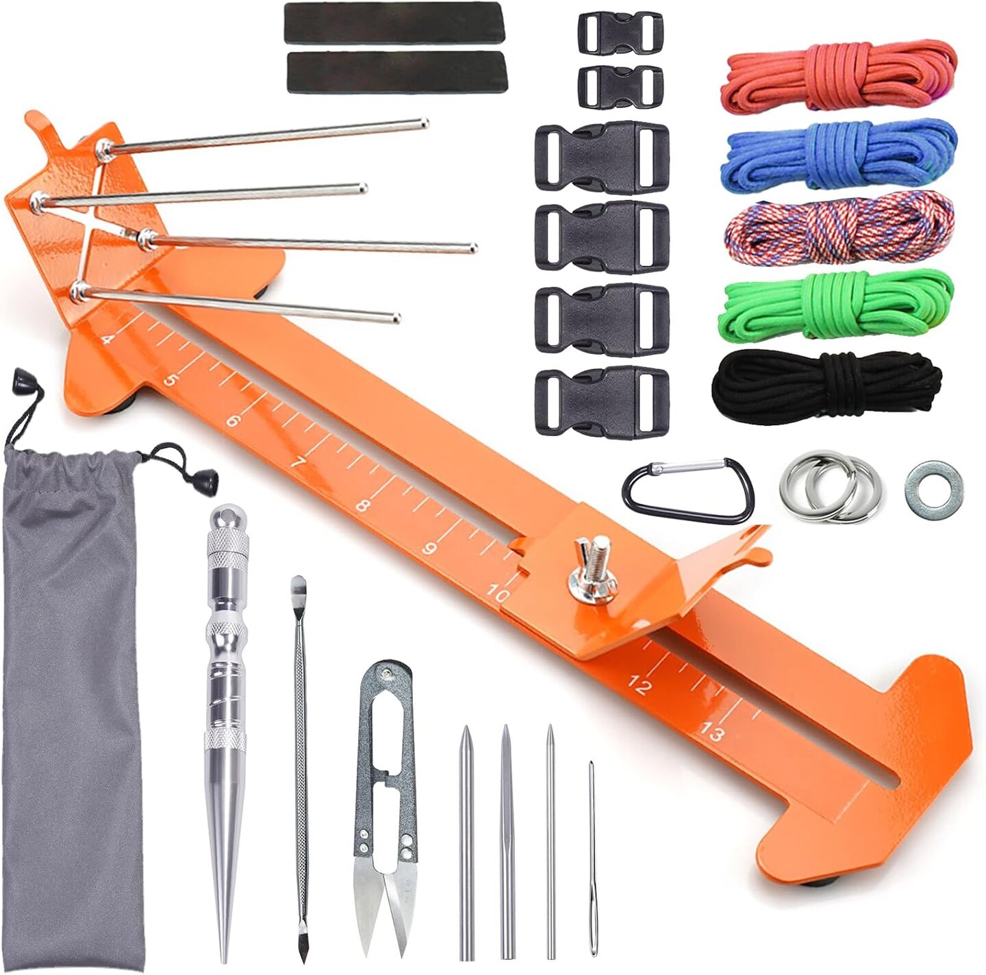 Jig Tools Bracelet Making Kit Paracord Jig Weaving Tools Accessories Loom DIY Craft Maker with 5 Cords and 6 Buckles with Marlin Spike Kit