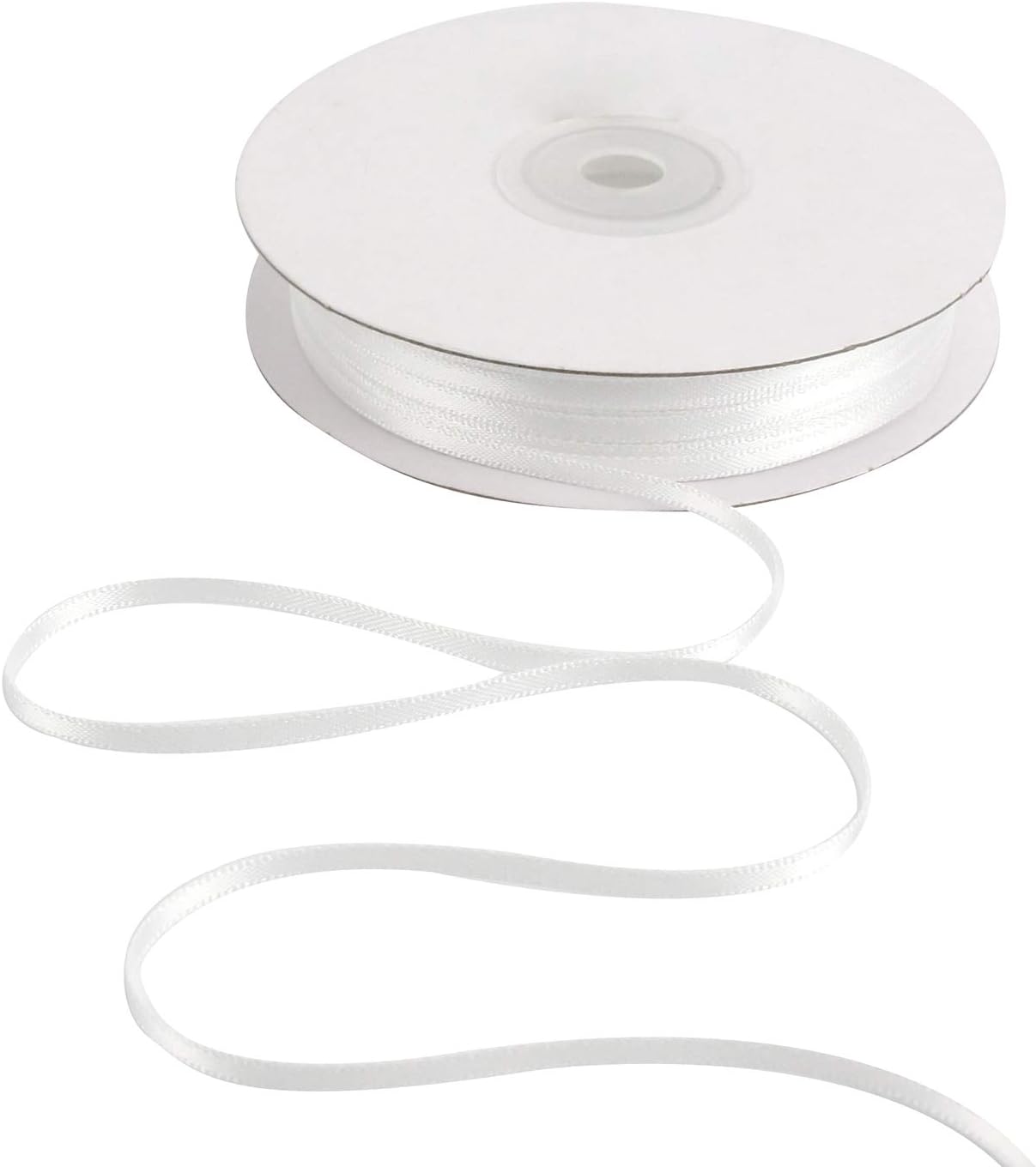 Solid Color Satin Ribbon 1/8 inch x 100 Yards Roll Ribbon for Crafts (White)