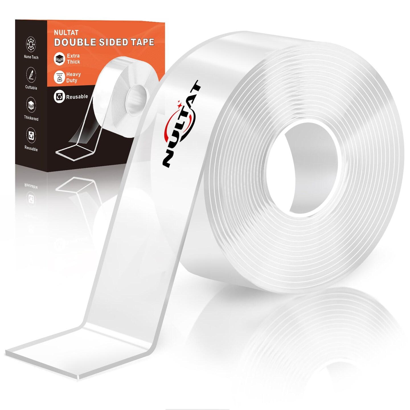 Strong Double Sided Tape Heavy Duty Double Sided Tape for Walls, Clear &#x26; Tough Nano Tape Double Sided Mounting Tape Adhesive Tape, Removable Wall Tape for Hanging Picture, Poster, Carpet (10FT)