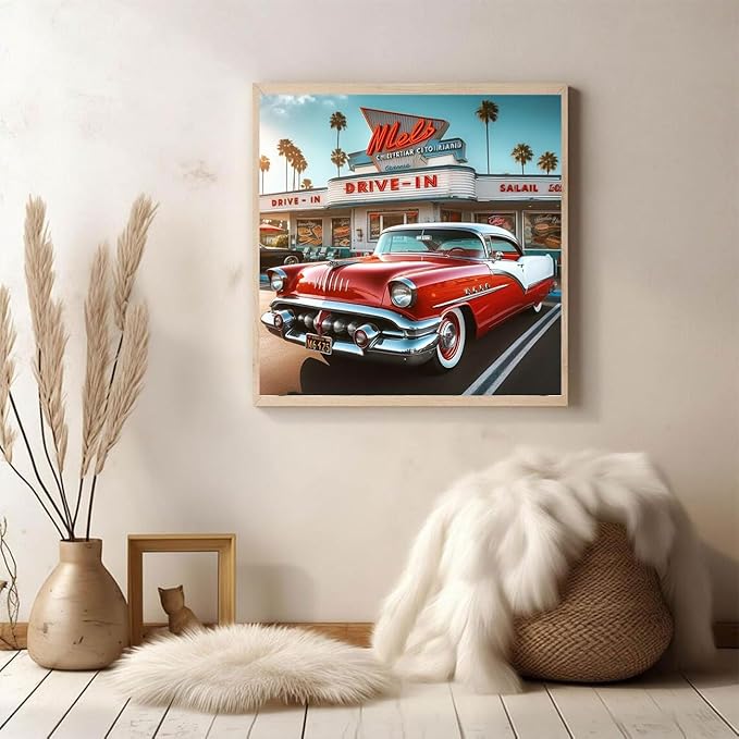 5D DIY Diamond Painting Kits for Adults, Classic Amertcan Muscle car Full Drill Embroidery Cross Stitch Crystal Rhinestone Paintings Pictures Arts Wall Decor Painting Dots Kits 11.8X11.8 inch