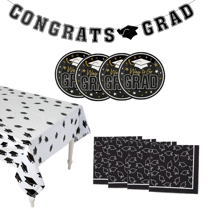 102 Pieces Graduation Party Yellow Dessert Disposable Tableware Kit for ...