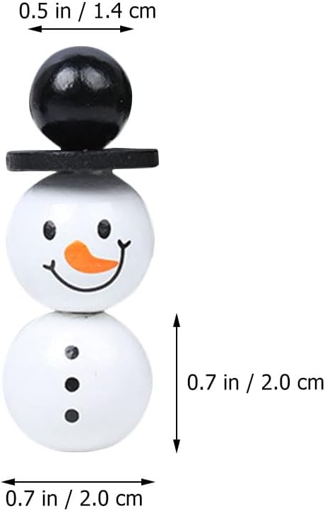 Christmas Wooden Beads Xmas Snowman Wood Round Bead White Black Wooden Beads with Snowman Face Pattern for DIY Crafts Christmas Supplies