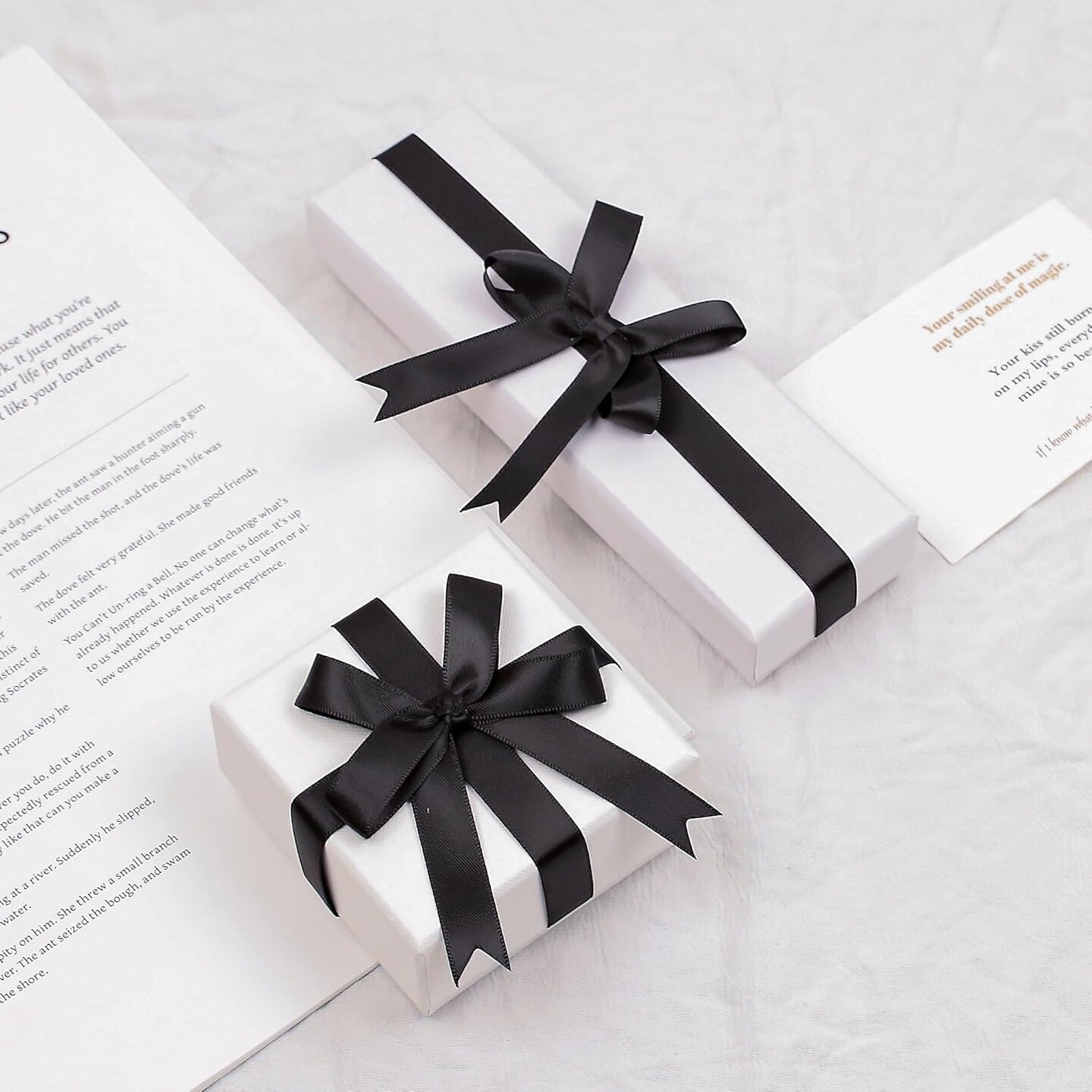 Black Satin Ribbon, Double Faced 1/2 Inch X 25 Yards Black Ribbon, Premium Satin Ribbon for Gift Wrapping, Crafts, Hair Bow Making, Sewing, Flower Bouquet, Wedding Party Decor