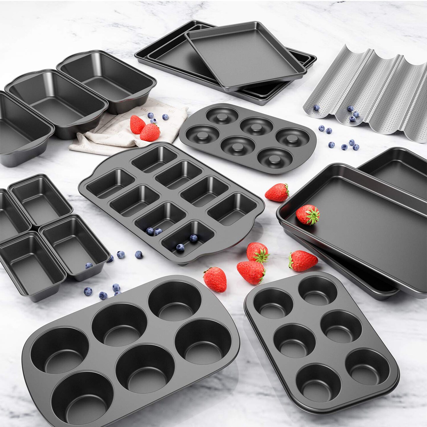 3 Pack Nonstick Carbon Steel Baking Bread Pan, Large Loaf Pan, 9 1/2&#x22; x 5&#x22;