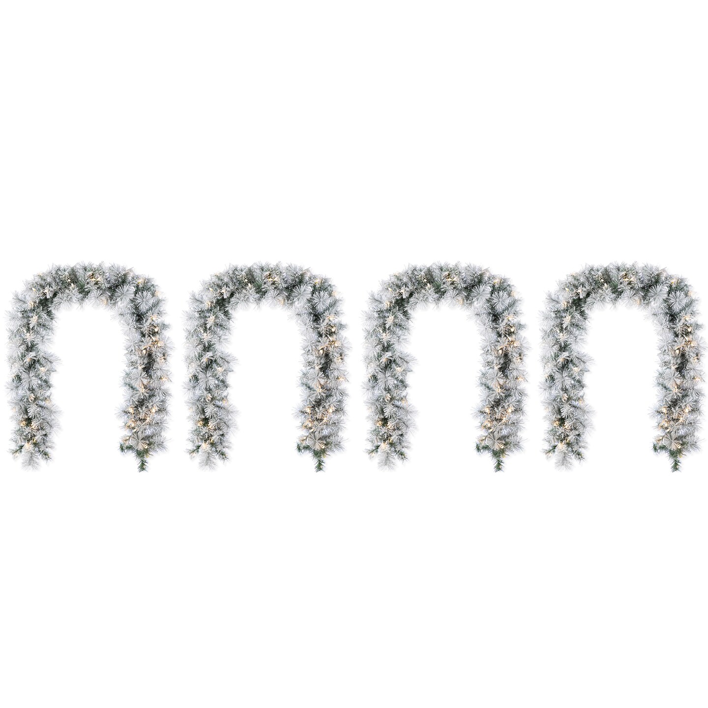 Christmas Snow Flocked Greenery Pine Garland & Wreath & Teardrop Set, with Warm White/Multi-color C3 Clear LED Lights and Timer,8 Function