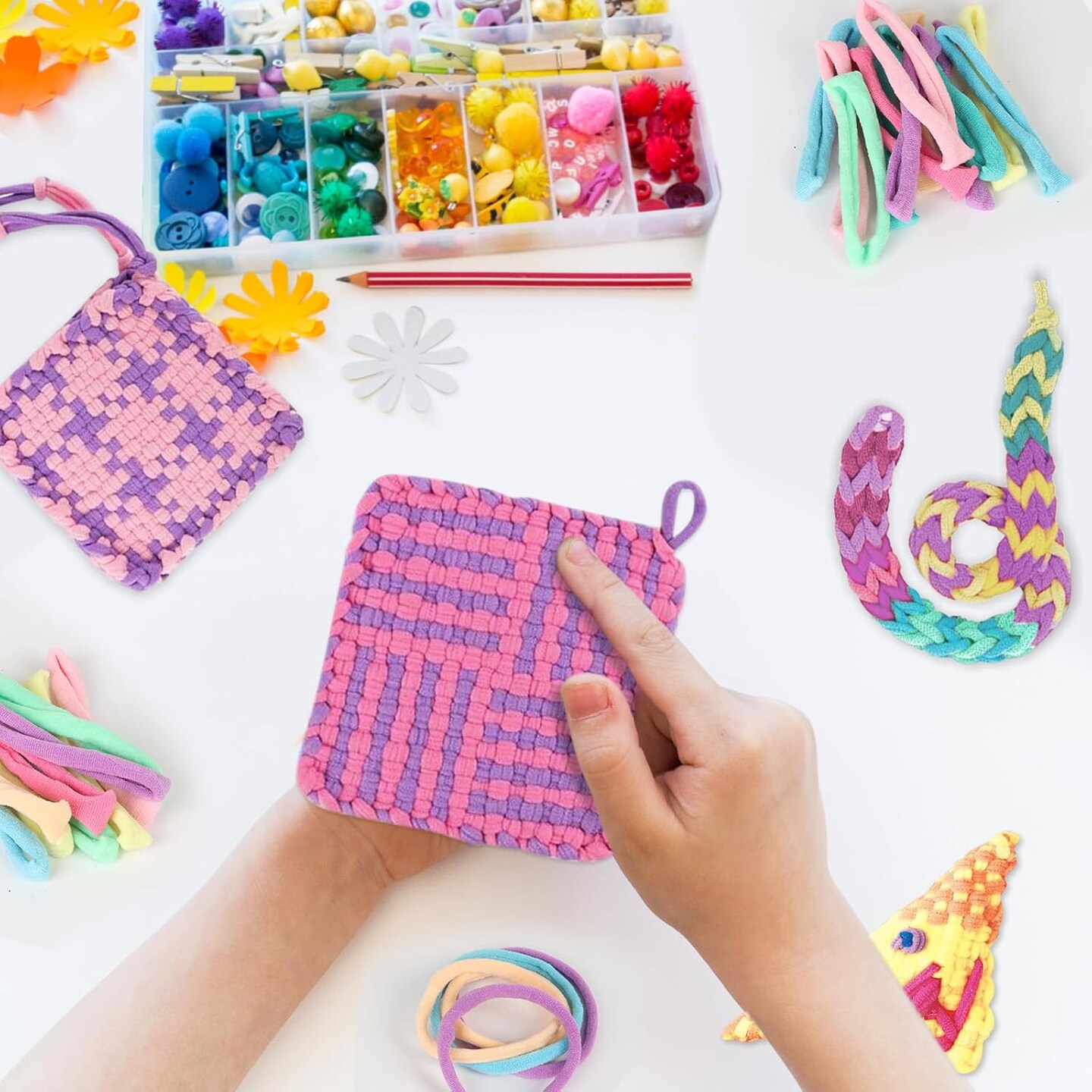 800 PCS Loom Loops 6 7 inch Pastel Weaving Loom Loops Potholder Colorful Loops Elastic Weaving Loops Craft Flexible Loom DIY Kit Colorful Weaving Crafts for Kids Adults DIY Crafts Supplies