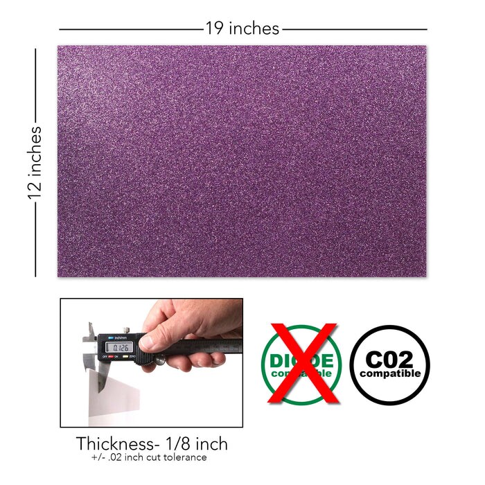Glitter Acrylic 2.6mm (1/8th Inch), 12x19 inch | CO2 Laser &#x26; CO2 Glowforge Ready, Special Pattern Cast Acrylics, Craft Closet Brand
