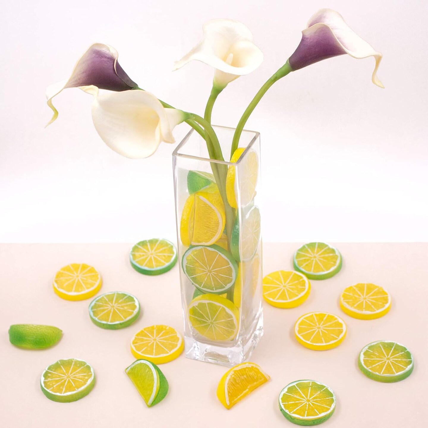30-Piece Artificial Lemon Set – 20 Faux Lemon Slices & 10 Fake Lemon Blocks, Double-Sided Realistic Fruit for Party Décor, Vase Fillers, Tumbler Toppers, and DIY Crafts