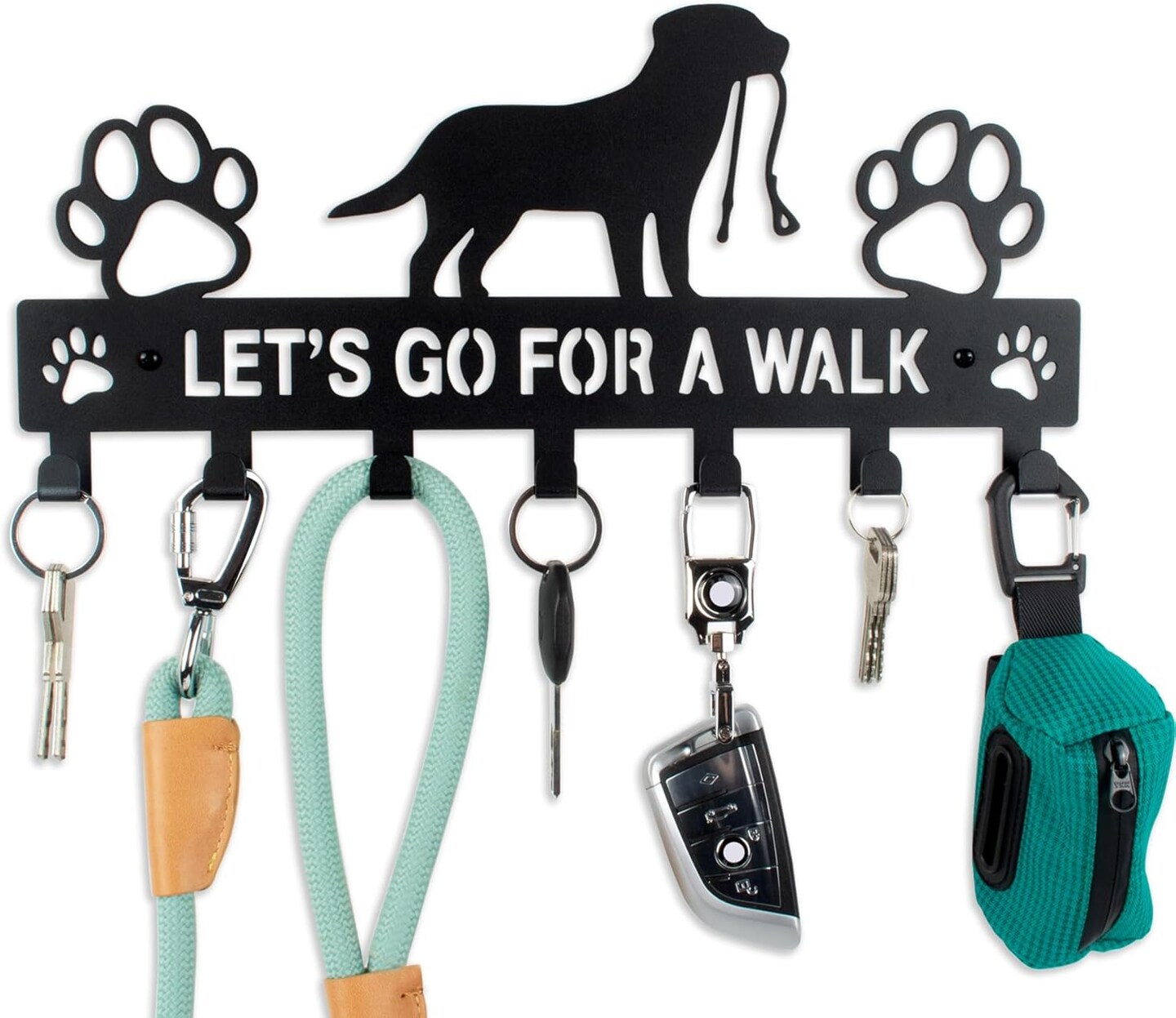 Large Size Keys Holder for Wall Mount,13.5"x6.2" Dog Leash Holder for Wall,Metal Keys Holder on Wall Decorative with 7 Hooks,Key Rack for Entryway,Front Door,Hallway,Home,Office