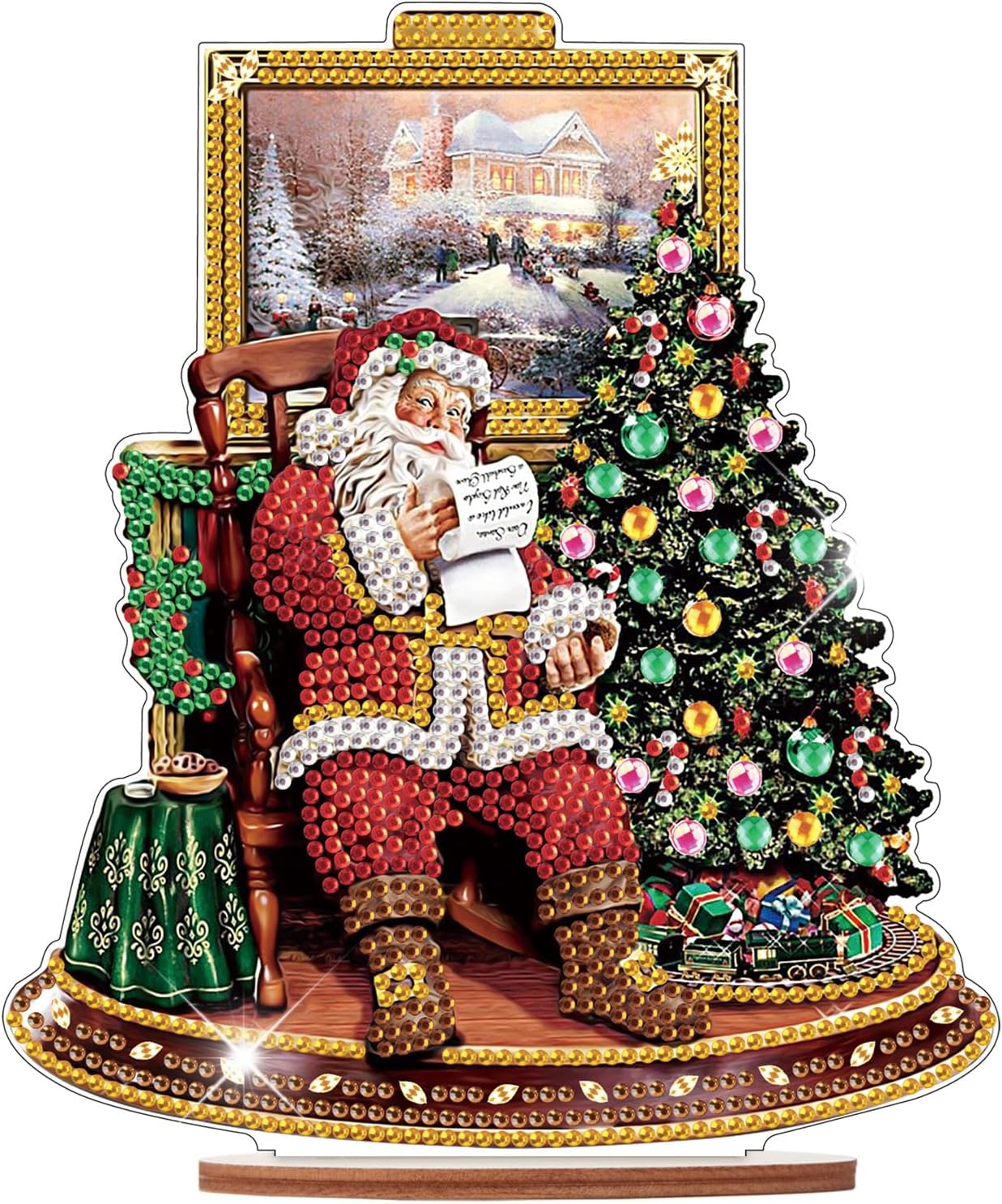Diamond Art Painting Christmas Tree Santa Claus Desktop Ornaments DIY Diamond Art Christmas Tree Table Paint by Number Mosaic Arts Crafts Home Living Room Office Christmas Table Top Decor