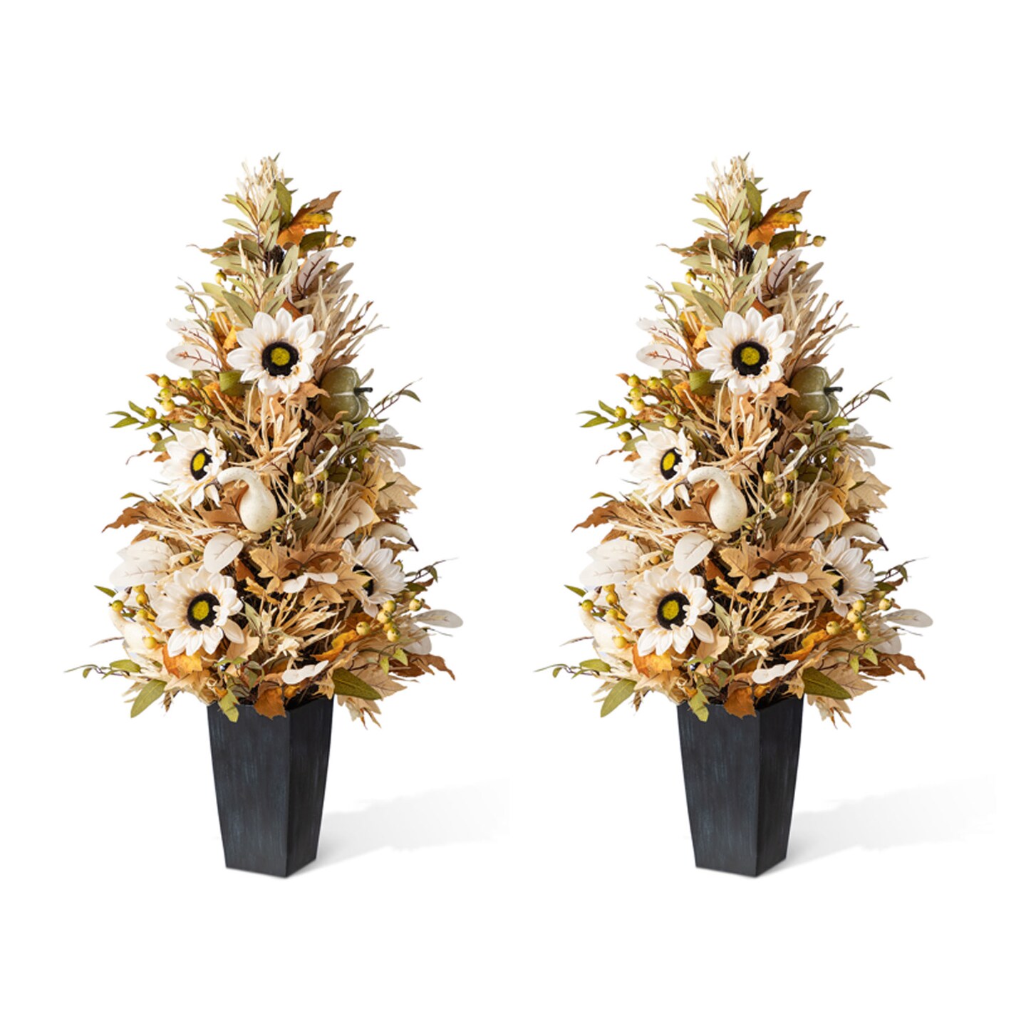 Fall Neutral Sunflower Pumpkin and Leaf Garlands/Porch Trees/Teardrops Set