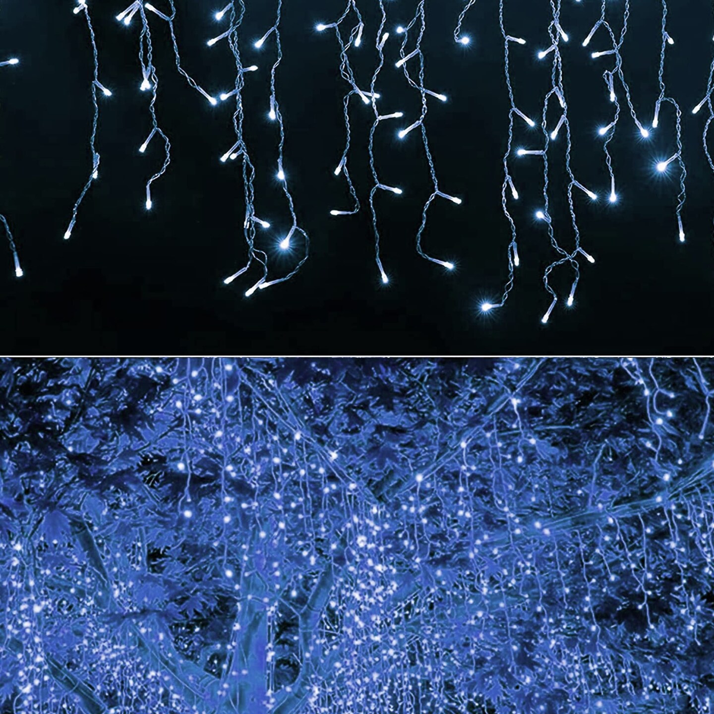 360 LED Christmas Icicle Lights, 29.5 FT 8 Modes Curtain Fairy Lights with 60 Drops, Connectable Xmas String Lights for Outside Holiday Wedding Party Decorations (White)