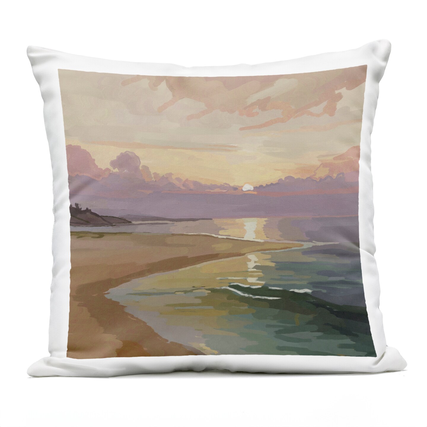 Stupell Industries Sunset Reflecting over Beach Outdoor Printed Pillow, design by Amelia Noyes, 18 x 7 x 18