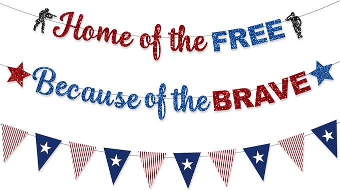 Memorial Day Decorations Banner Thank You Veterans Days Glitter Blue Red Sliver 4th of July Patriotic for Memorial Day Office Home Outdoor Indoor Party Decor NO DIY
