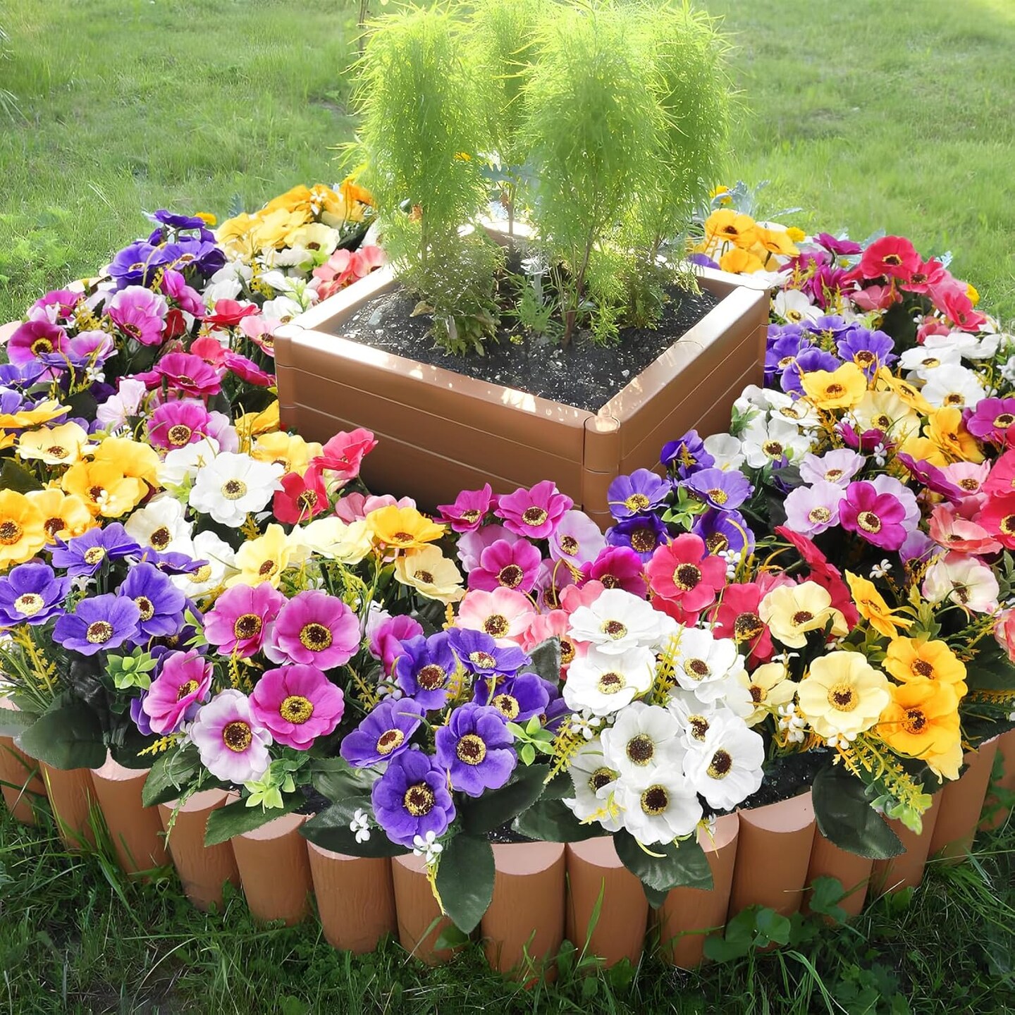 12-Bundle Artificial Outdoor Flowers – UV-Resistant Faux Daisy Silk Plants for Spring/Summer Garden, Porch, Window Boxes, Room, and Home Decor (Mixed Colors)