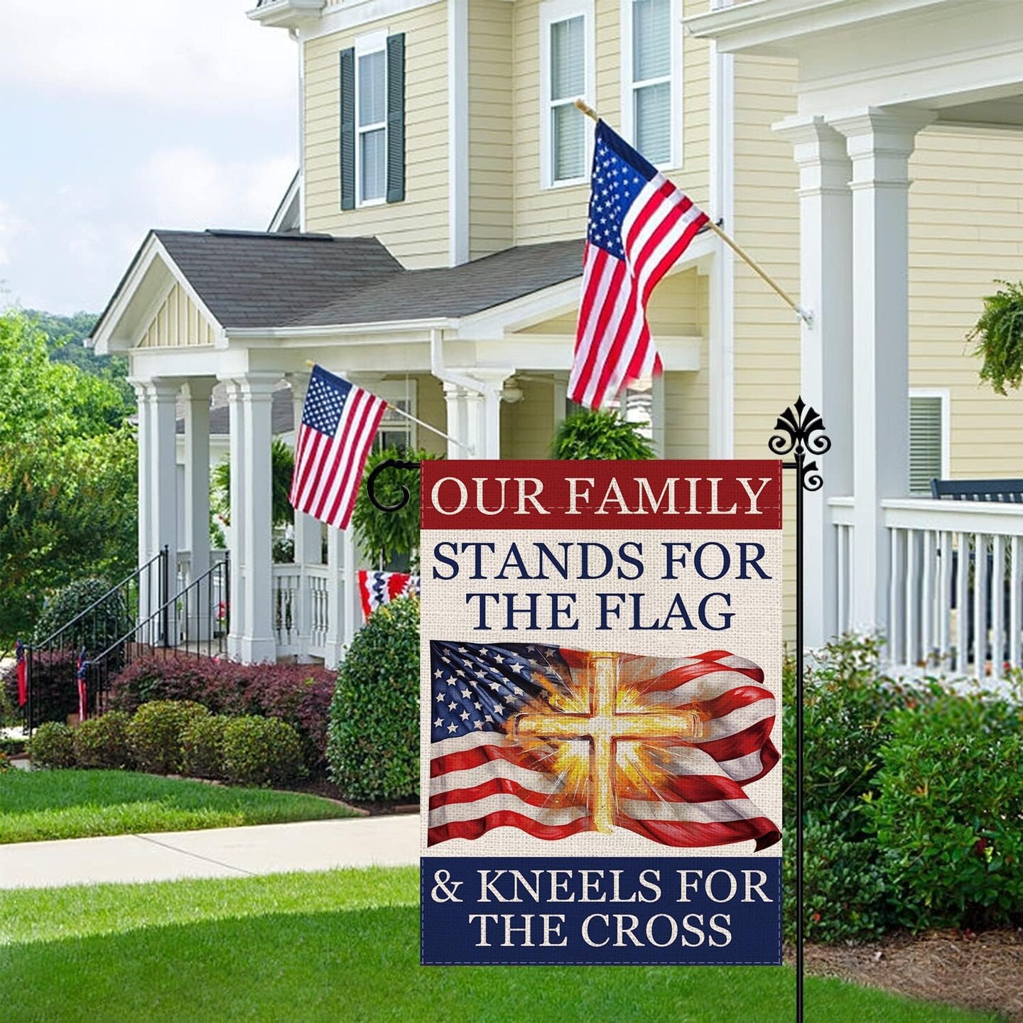 Patriotic 4th of July Garden Flag Cross Flag Vertical Double Sided Burlap 250 Anniversary USA Flag for Yard Lawn Outdoor Decor Independence Memorial Day Decoration 12x18 Inch