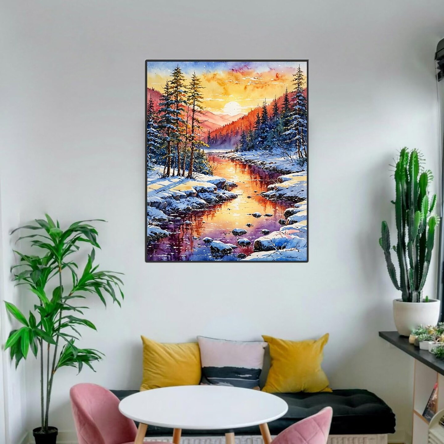 Paint by Numbers Kit for Adults Beginner, Winter Forest Paint by Number Kits On Canvas Snow Adults' Paint-by-Number Kits DIY Oil Painting Christma Gift Home Wall Decor 16x20 Inch