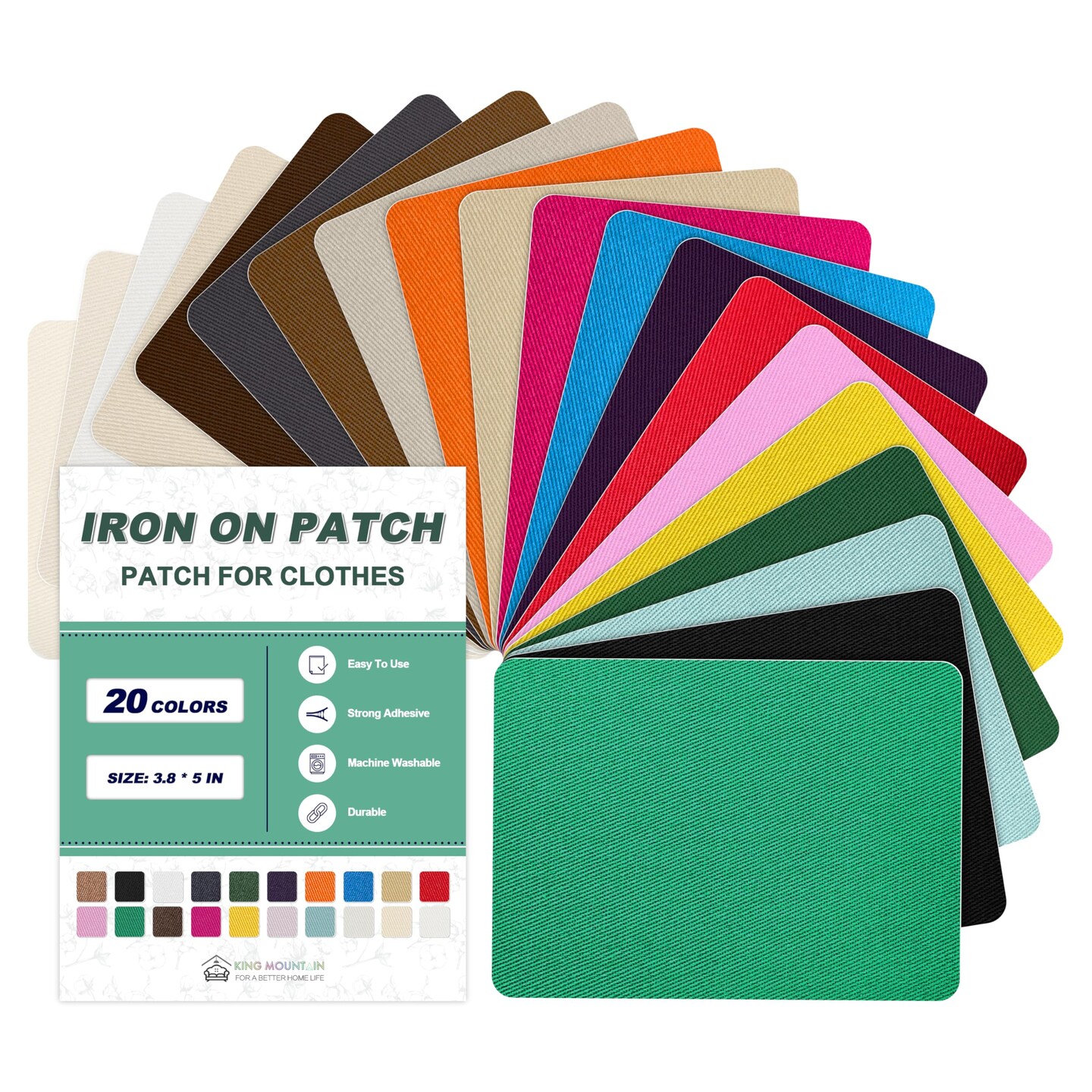 Iron on Patches for Clothes, 20 Pieces Multi-Colored Patches for Cloth, 100% Cotton Fabric Patches for Clothing, Bag, Hat Repair, Clothing Repair Decorating Kit 3.7&#x22; by 4.9&#x22; (9.5 cm x 12.5 cm)