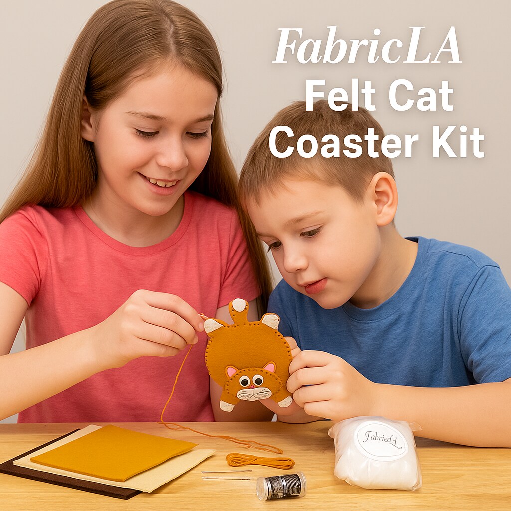 FabricLA DIY Felt Cat Coaster Kit &#x2013; Beginner Sewing Craft for Ages 9+ | All Supplies Included