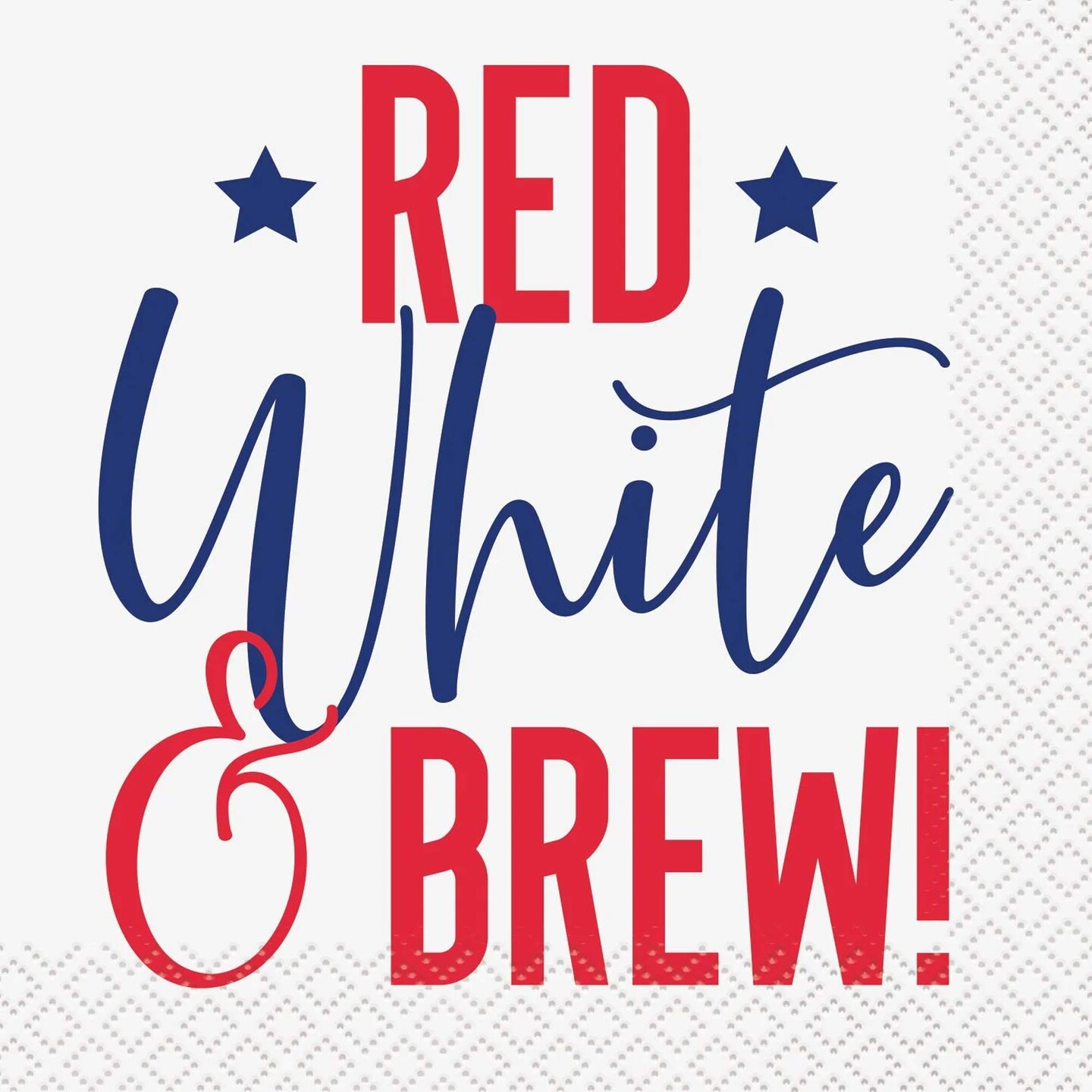 4th of July Peppy Patriotic Red White and Brew Beverage Napkins 16 Count Party Supplies