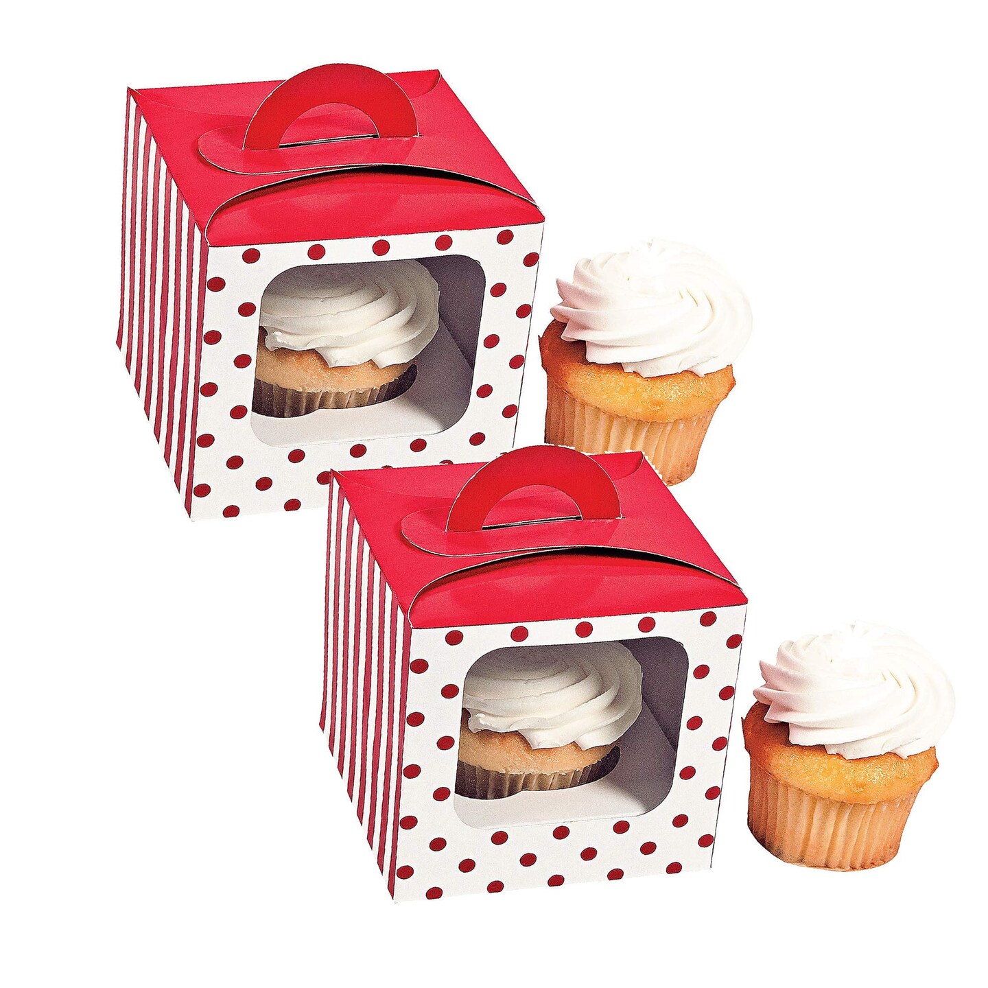 4th of July Polka Dot Cupcake Box with Handle 12 Pieces Colorful Party Treat Holders