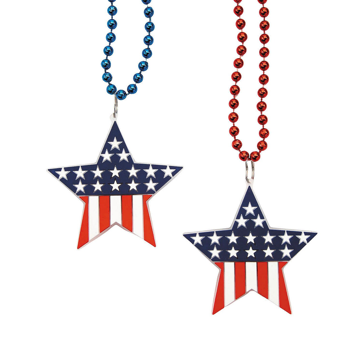 33" Patriotic USA Flag Light Up Star Charm Necklaces 12 Pieces